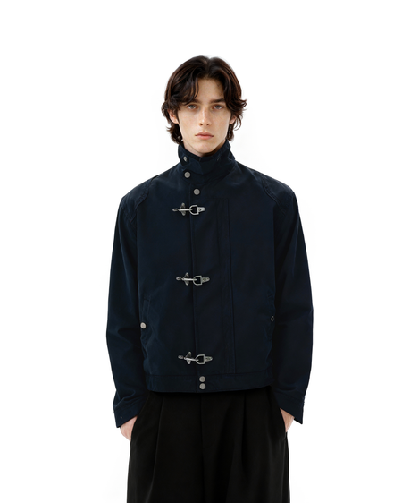 Fireman Clasp Mid-Crop High Collar Worker Jacket - nightcity clothing