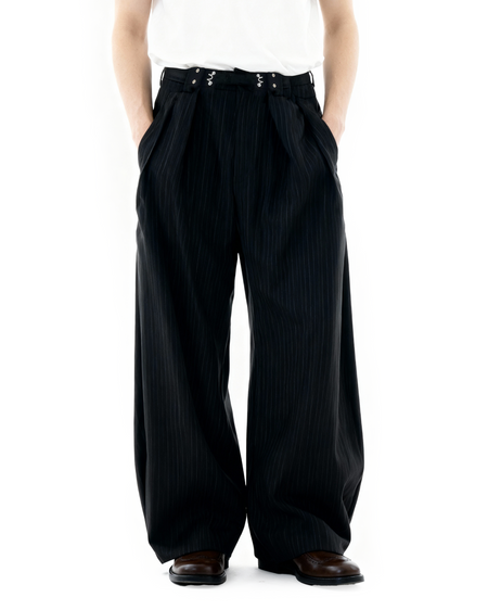 Adjustable Waist Hook Pleated Pants - nightcity clothing