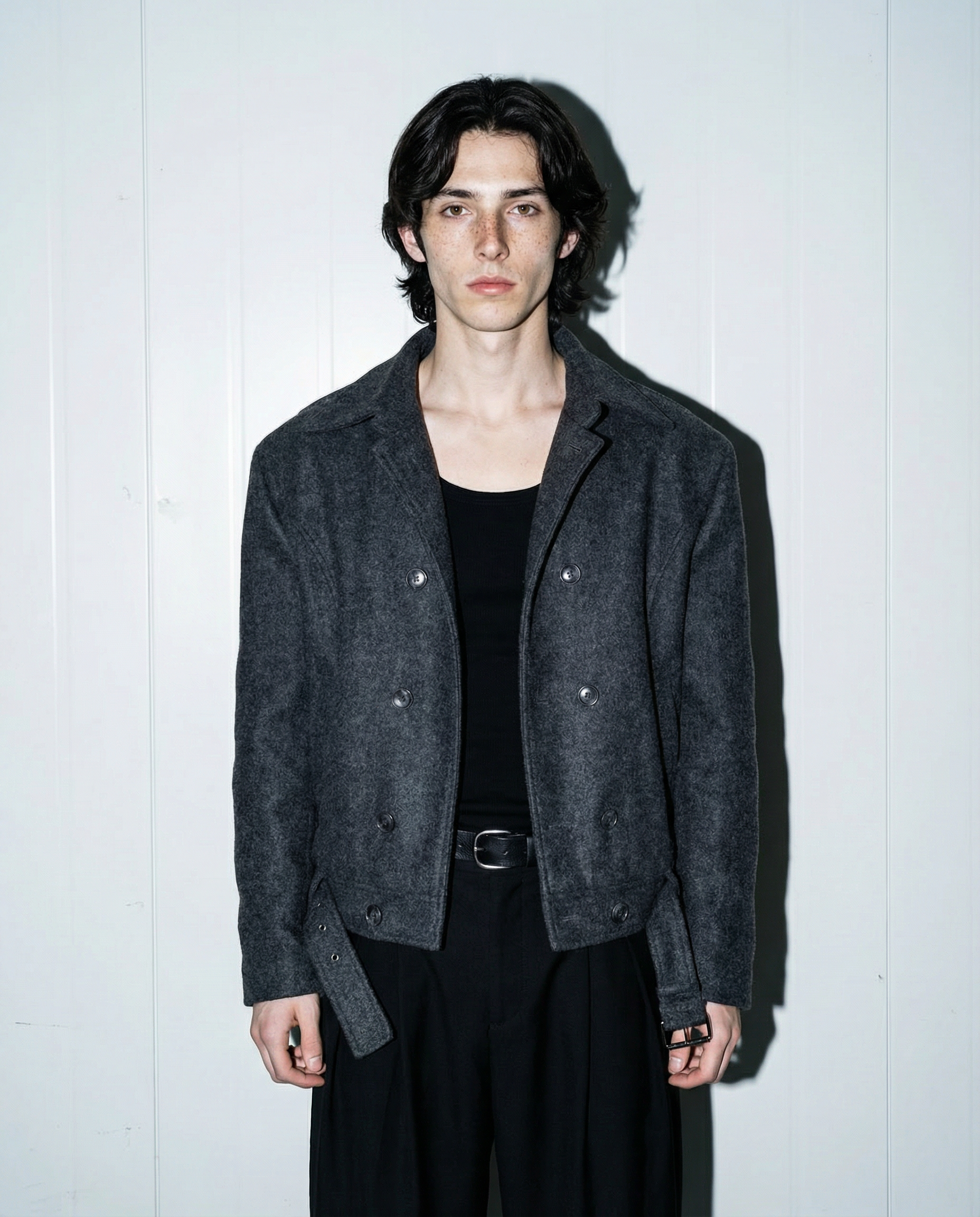 Boxy Cropped Double-Breasted Belted Coat