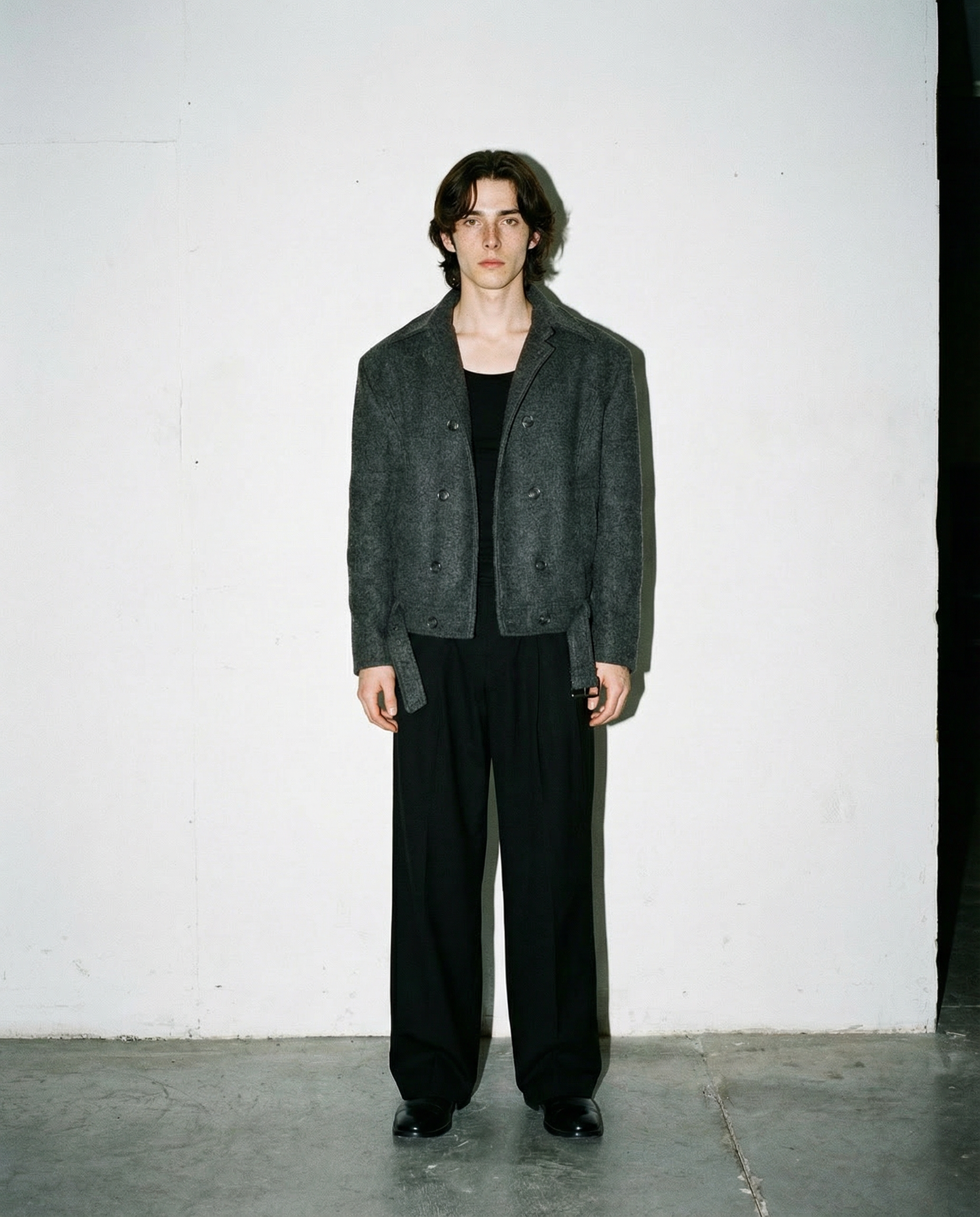 Boxy Cropped Double-Breasted Belted Peacoat - nightcity clothing