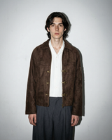 Suede Zip Jacket with Fireman Clasp Detail - nightcity clothing