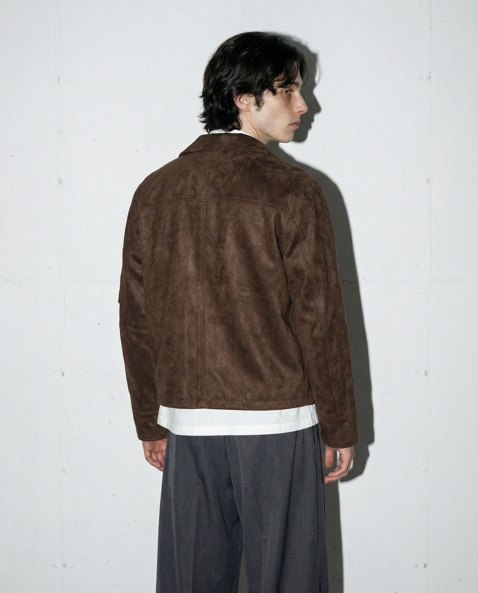 Suede Zip Jacket with Fireman Clasp Detail - nightcity clothing