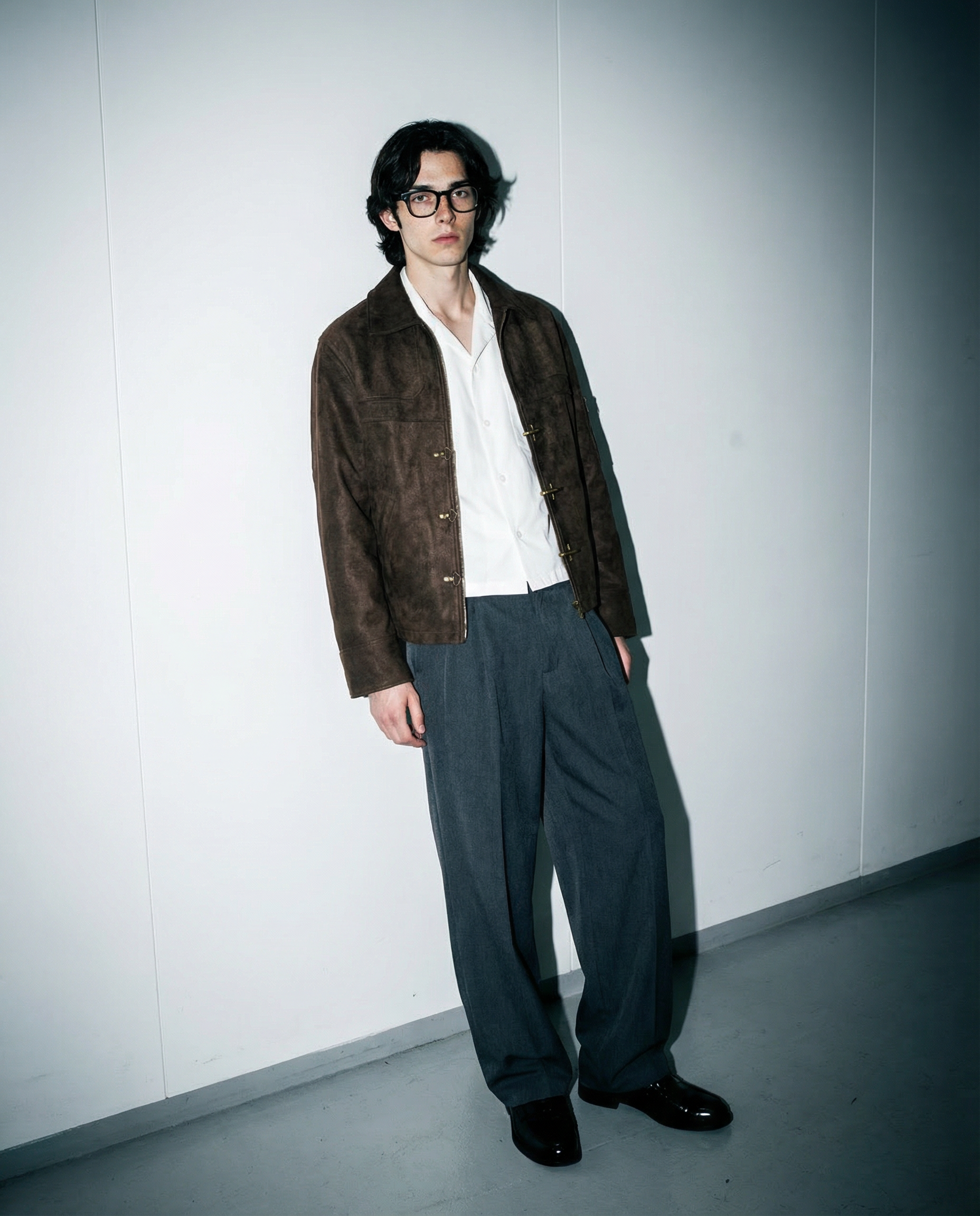 Suede Zip Jacket with Fireman Clasp Detail - nightcity clothing