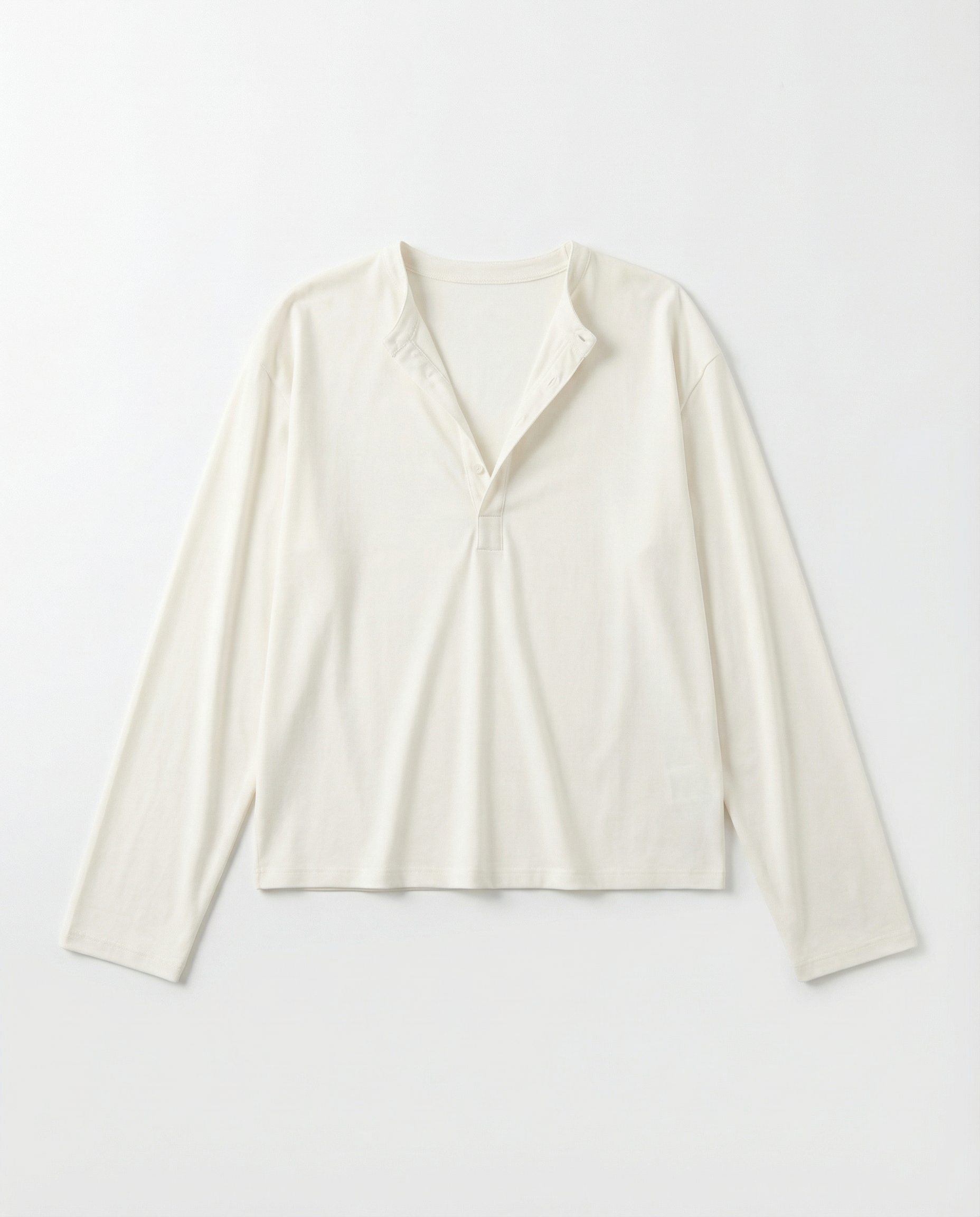 Relaxed Fit Mid-Crop Henley Long Sleeve T-Shirt - nightcity clothing