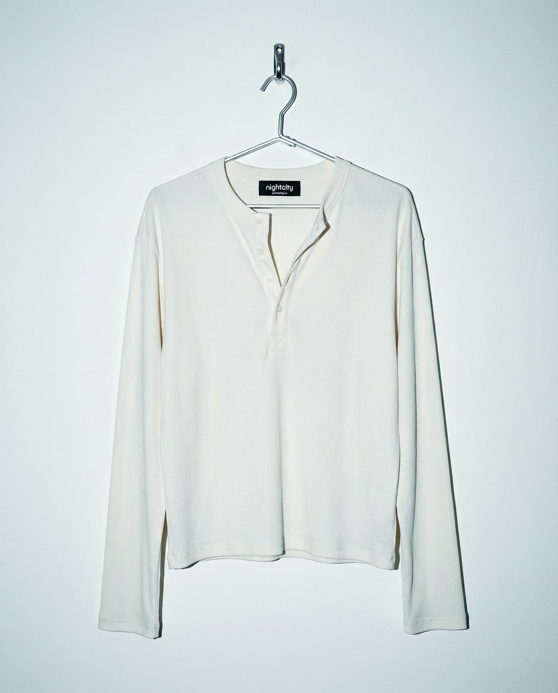 Relaxed Fit Mid-Crop Henley Long Sleeve T-Shirt - nightcity clothing