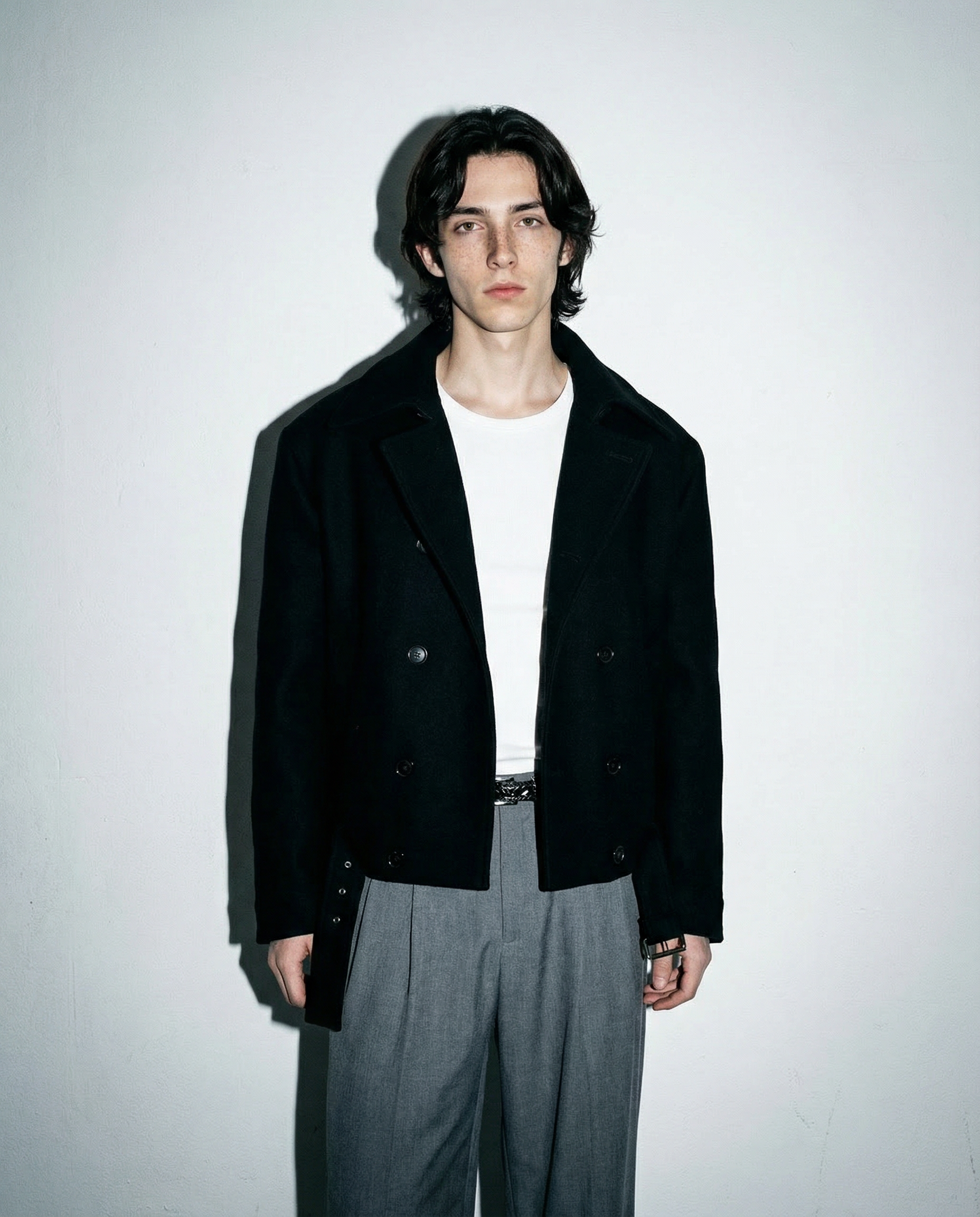 Boxy Cropped Double-Breasted Belted Peacoat - nightcity clothing
