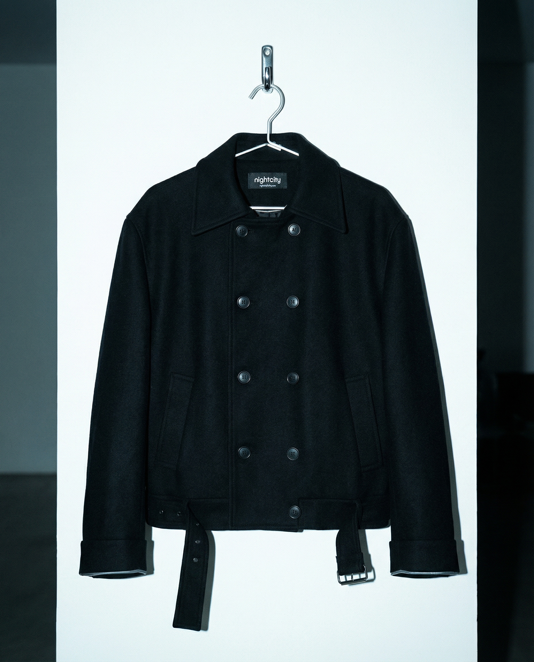Boxy Cropped Double-Breasted Belted Peacoat - nightcity clothing