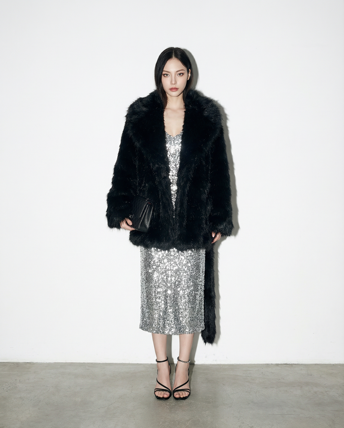 Oversized Faux Fur Wide-Lapel Belted Coat - nightcity clothing
