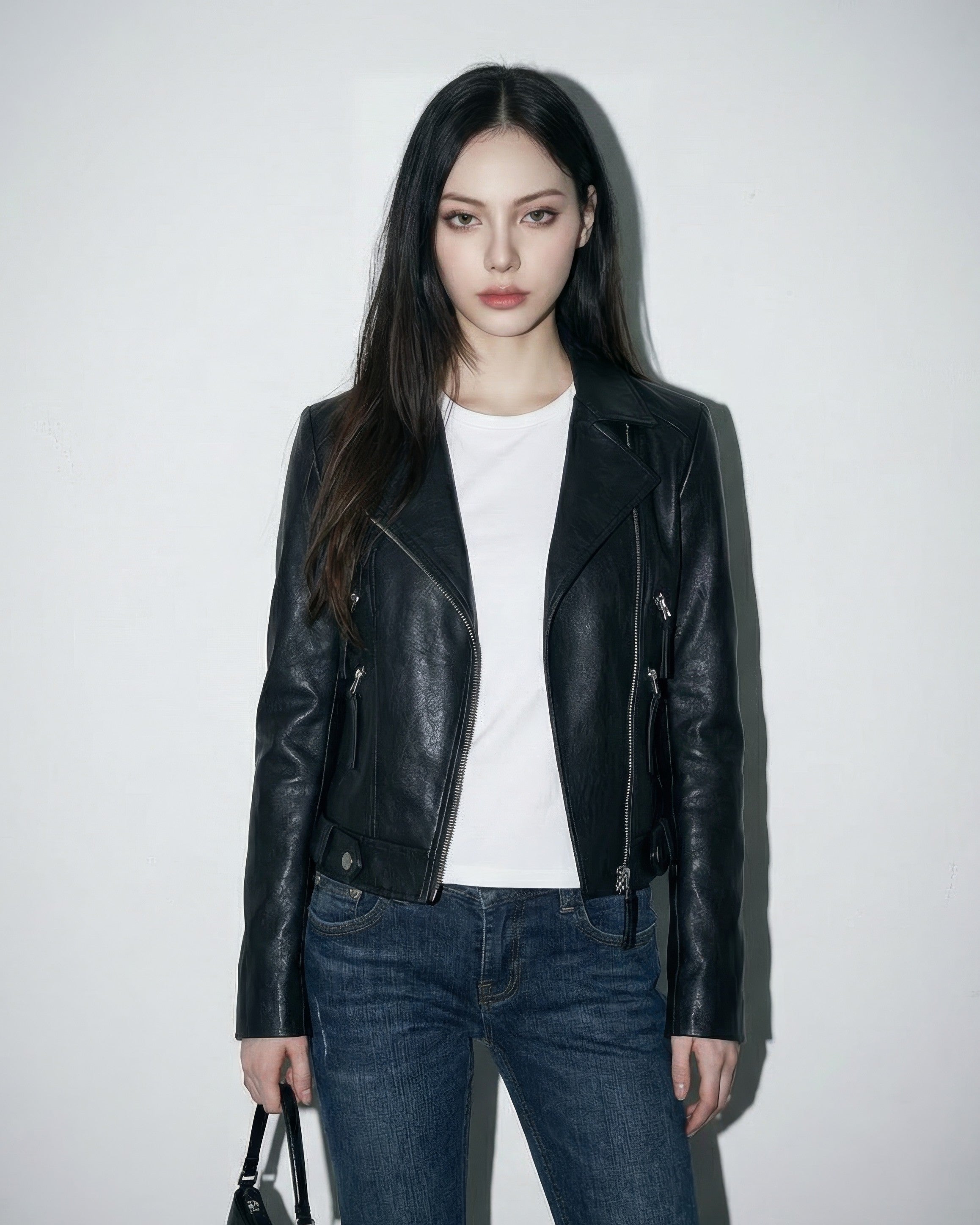 Asymmetric Zip Faux Leather Moto Biker Jacket - nightcity clothing
