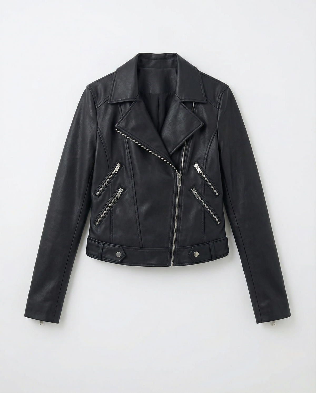 Asymmetric Zip Faux Leather Moto Biker Jacket - nightcity clothing