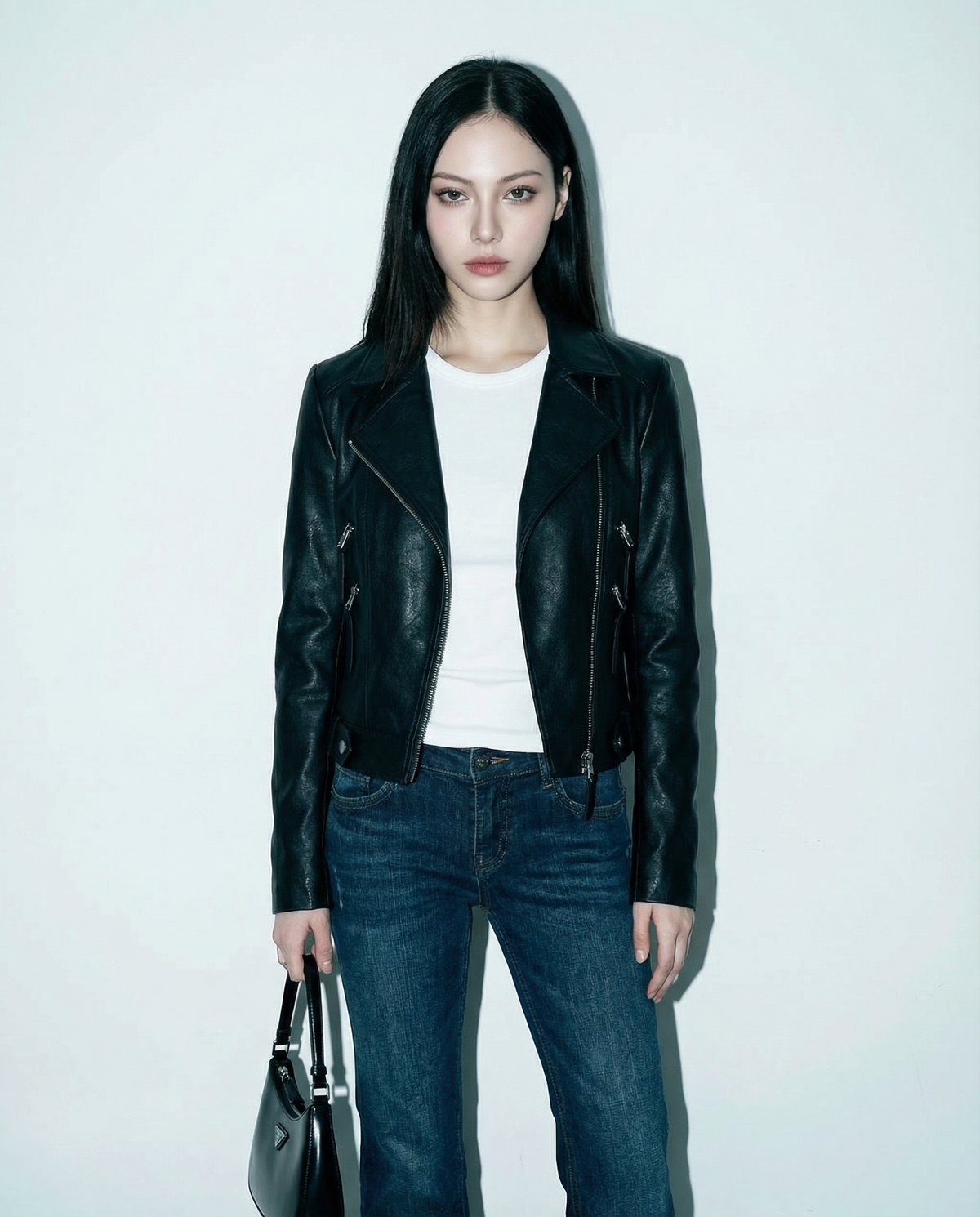 Asymmetric Zip Faux Leather Moto Biker Jacket - nightcity clothing