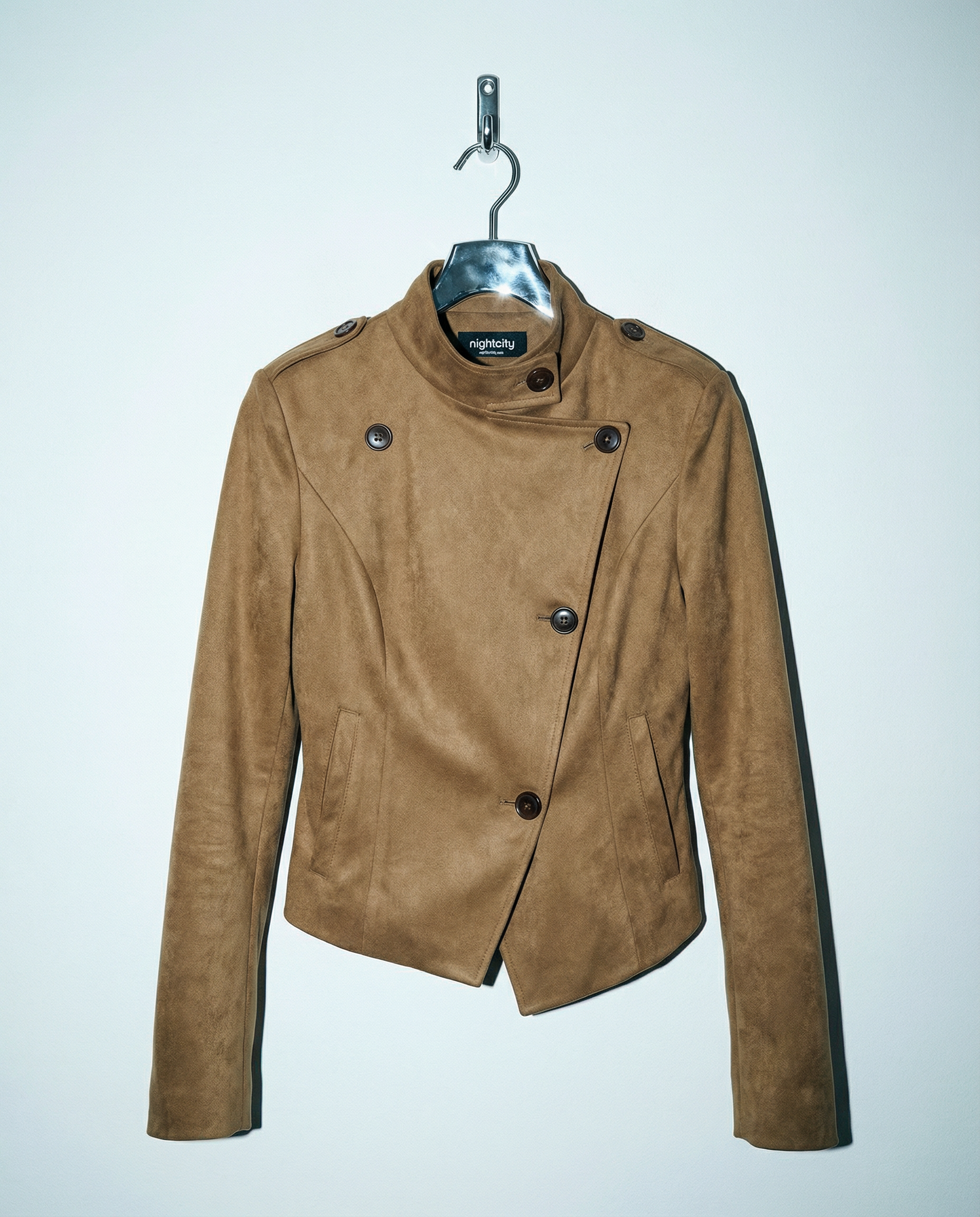 Asymmetric Faux Suede Military Fencing Jacket - nightcity clothing