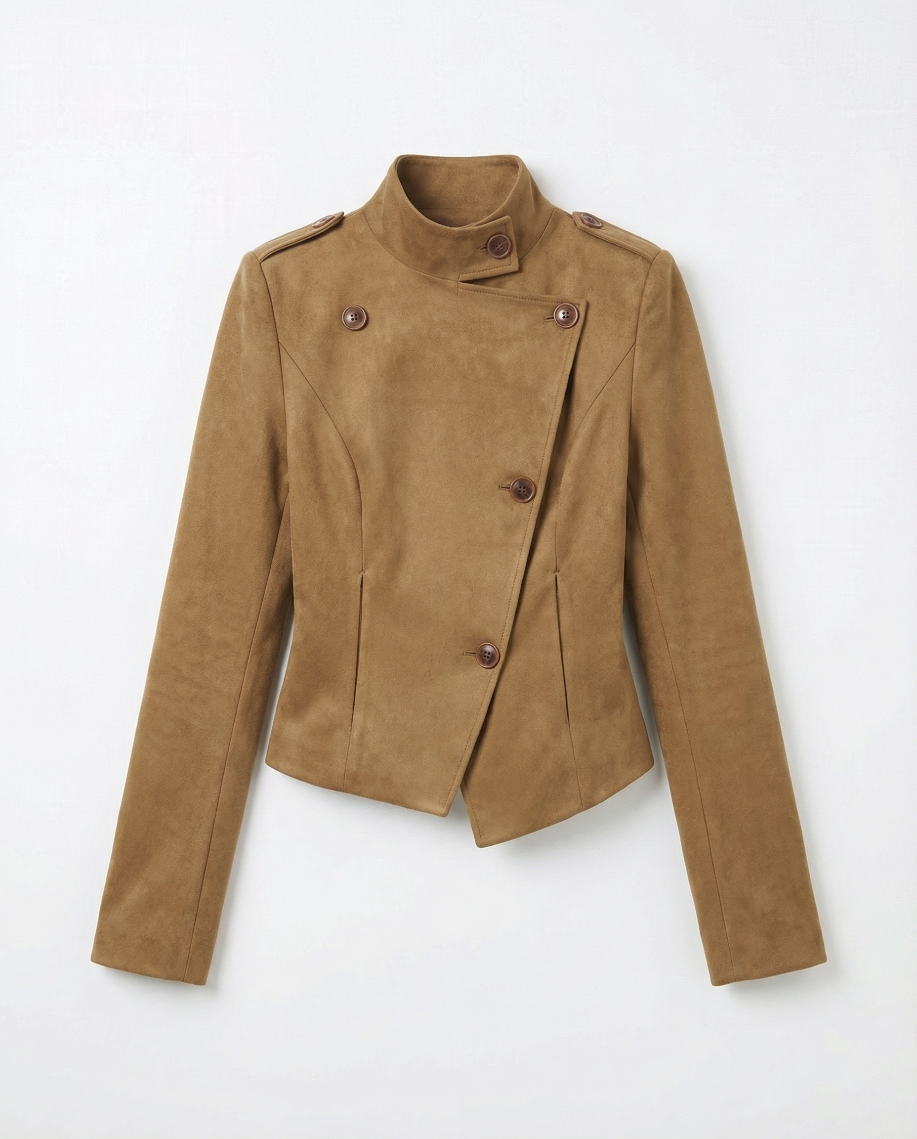 Asymmetric Faux Suede Military Fencing Jacket - nightcity clothing