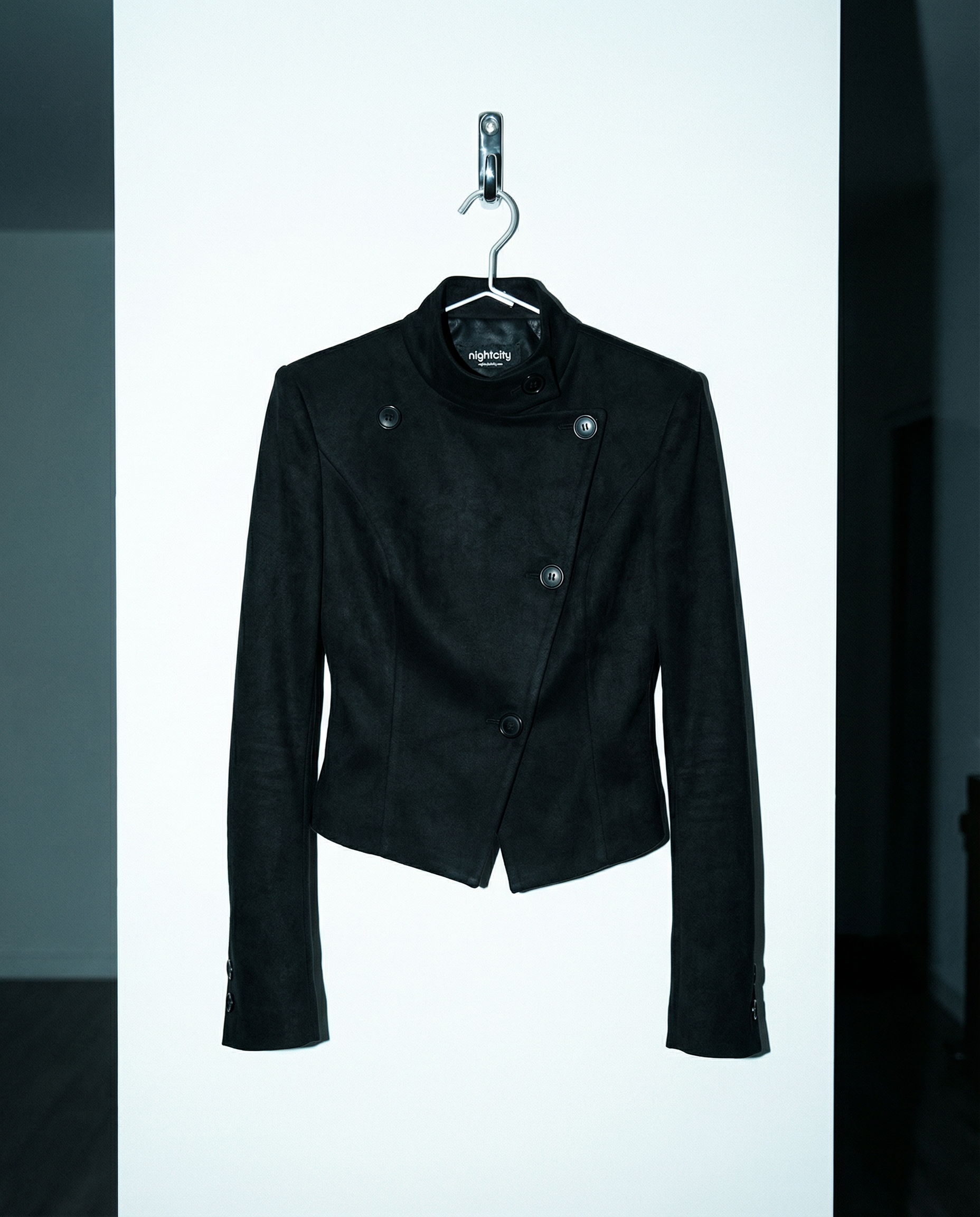 Asymmetric Faux Suede Military Fencing Jacket - nightcity clothing
