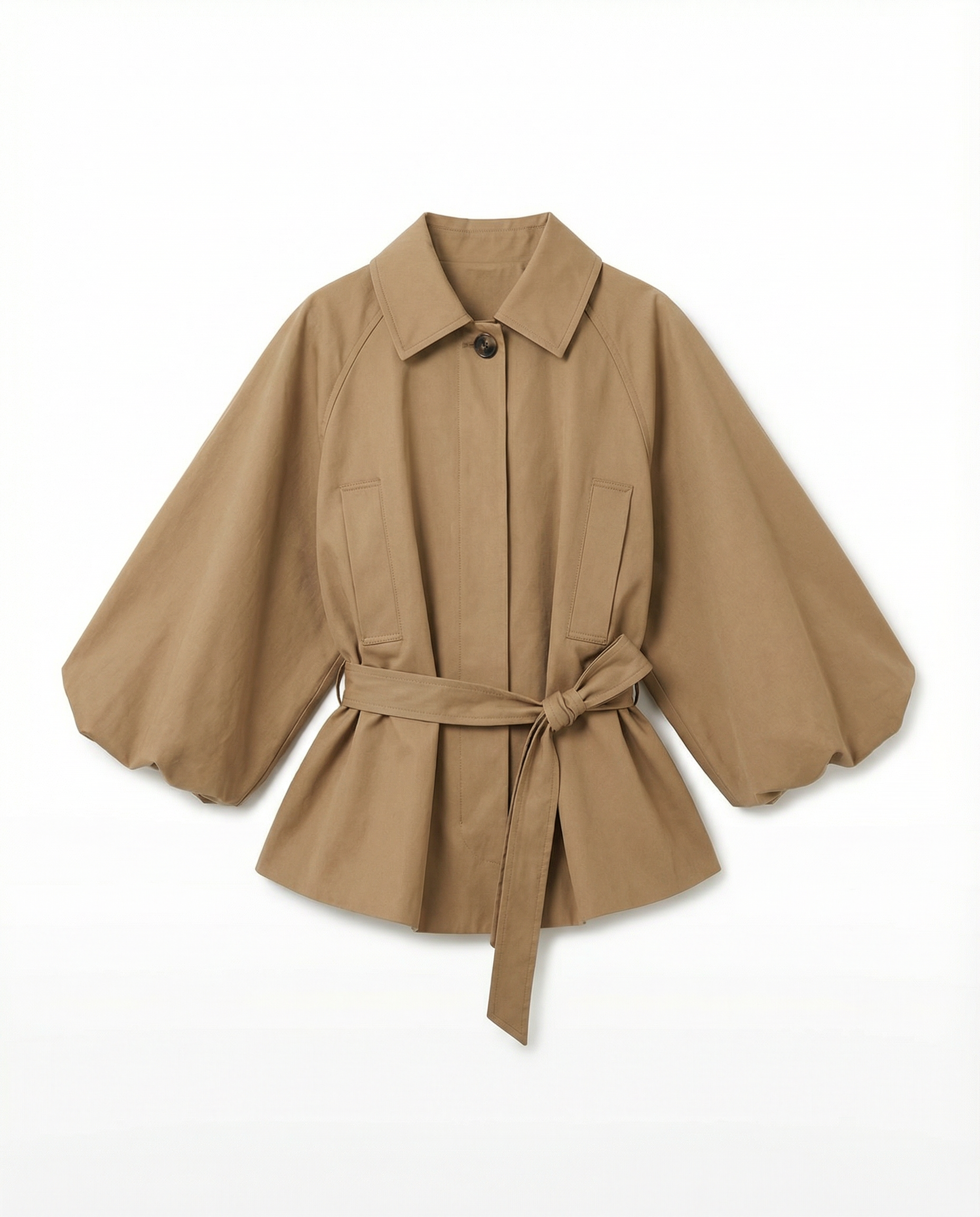 Batwing Sleeve Short Belted Trench Coat - nightcity clothing