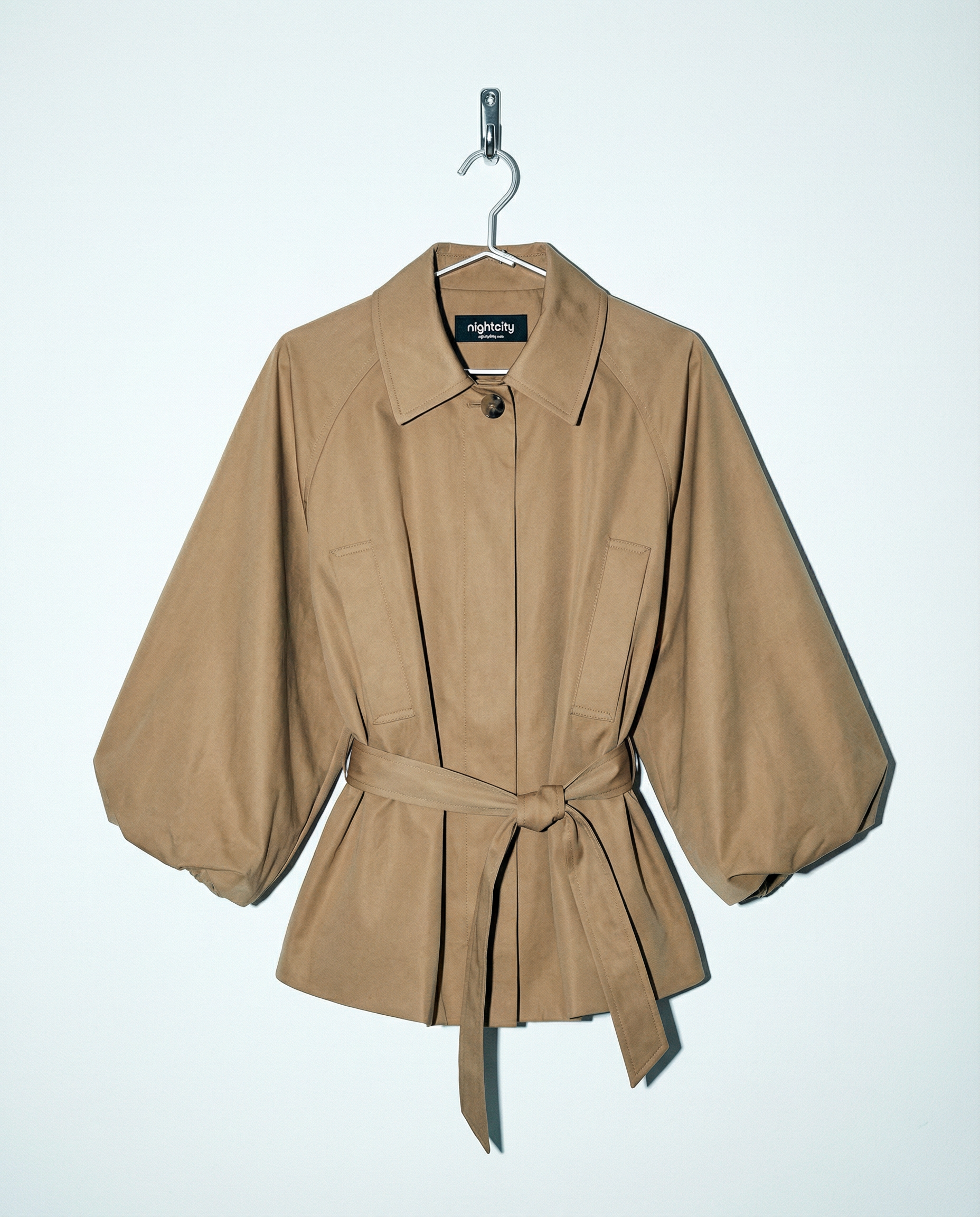 Batwing Sleeve Short Belted Trench Coat - nightcity clothing