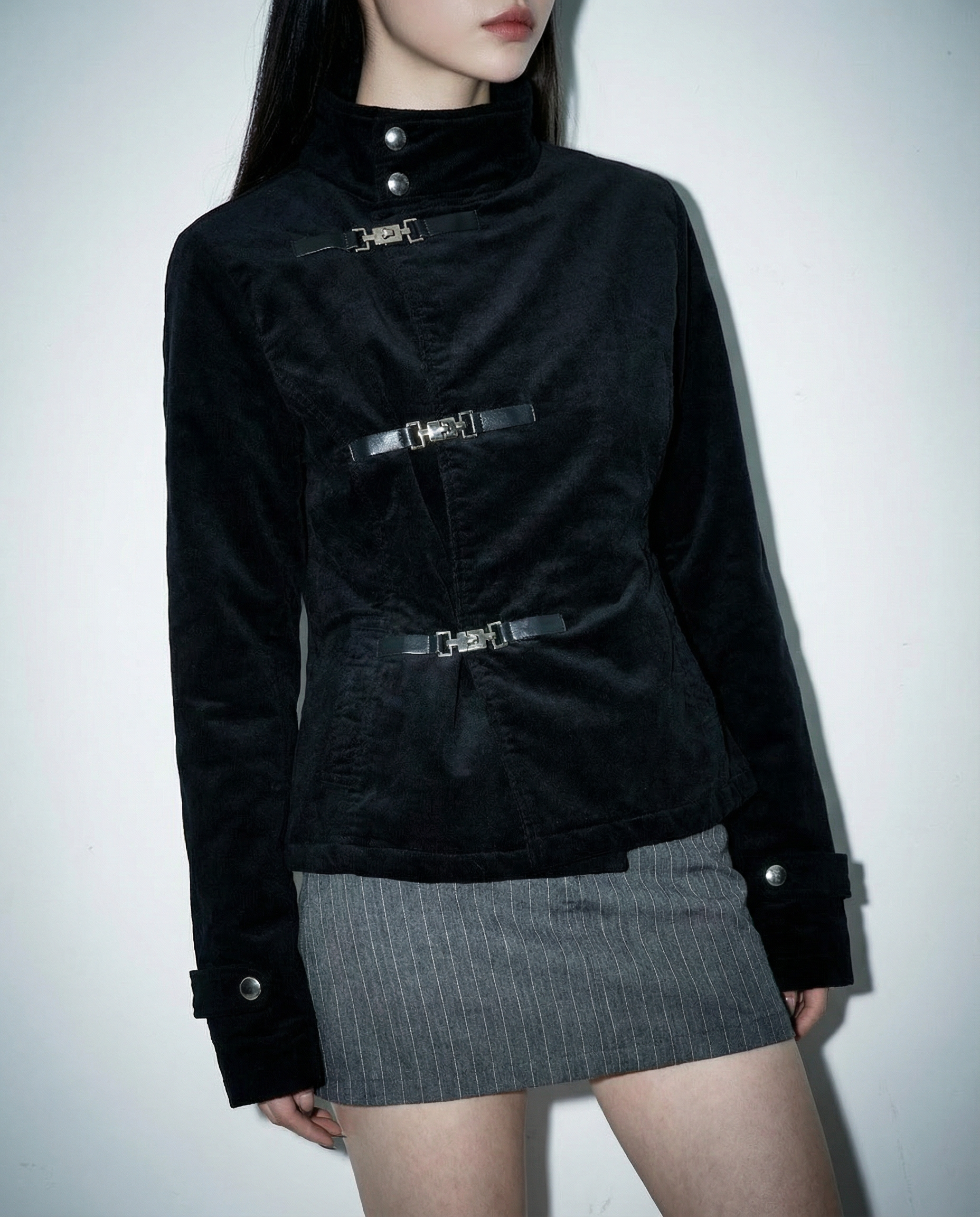 Overlap Metal Buckle Military Fencing Jacket - nightcity clothing