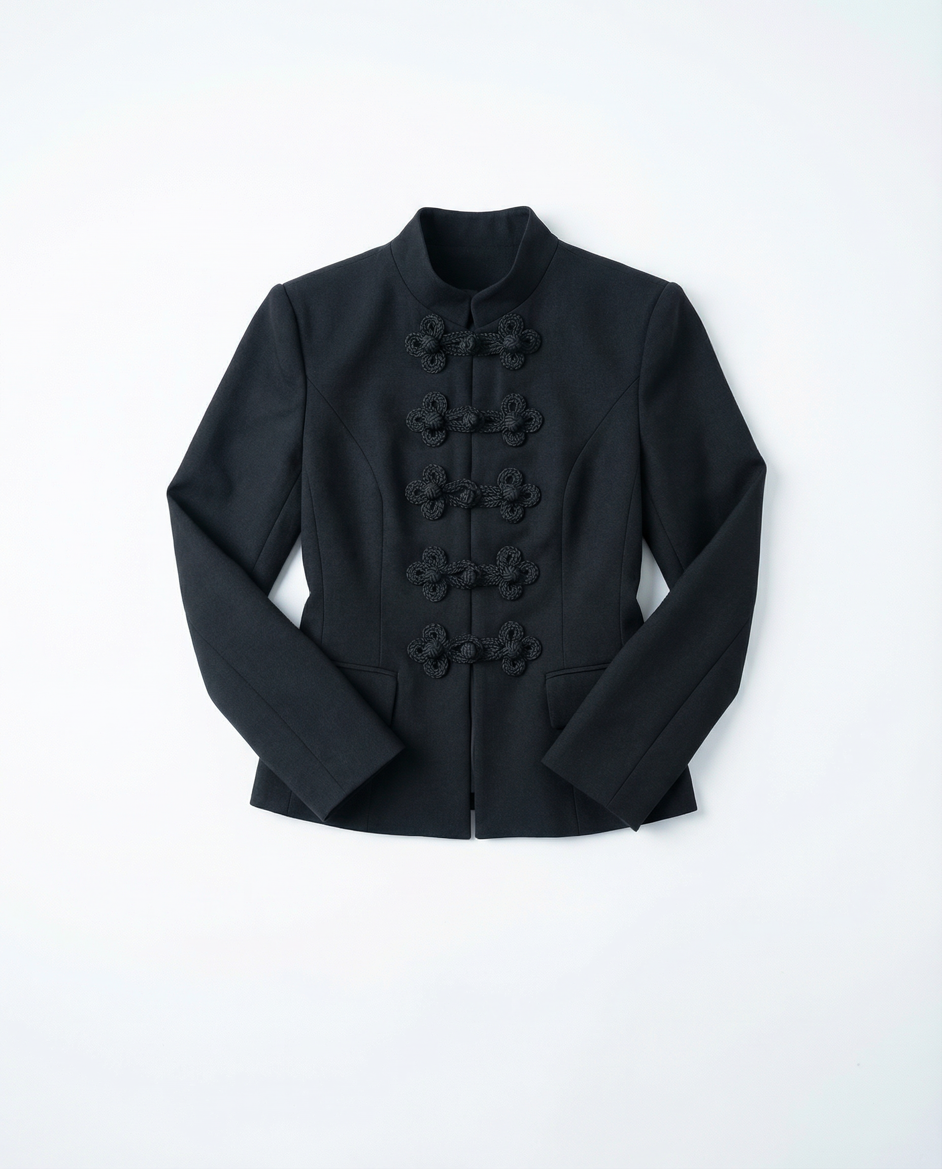 Knot Closure Mandarin Collar Military Blazer - nightcity clothing