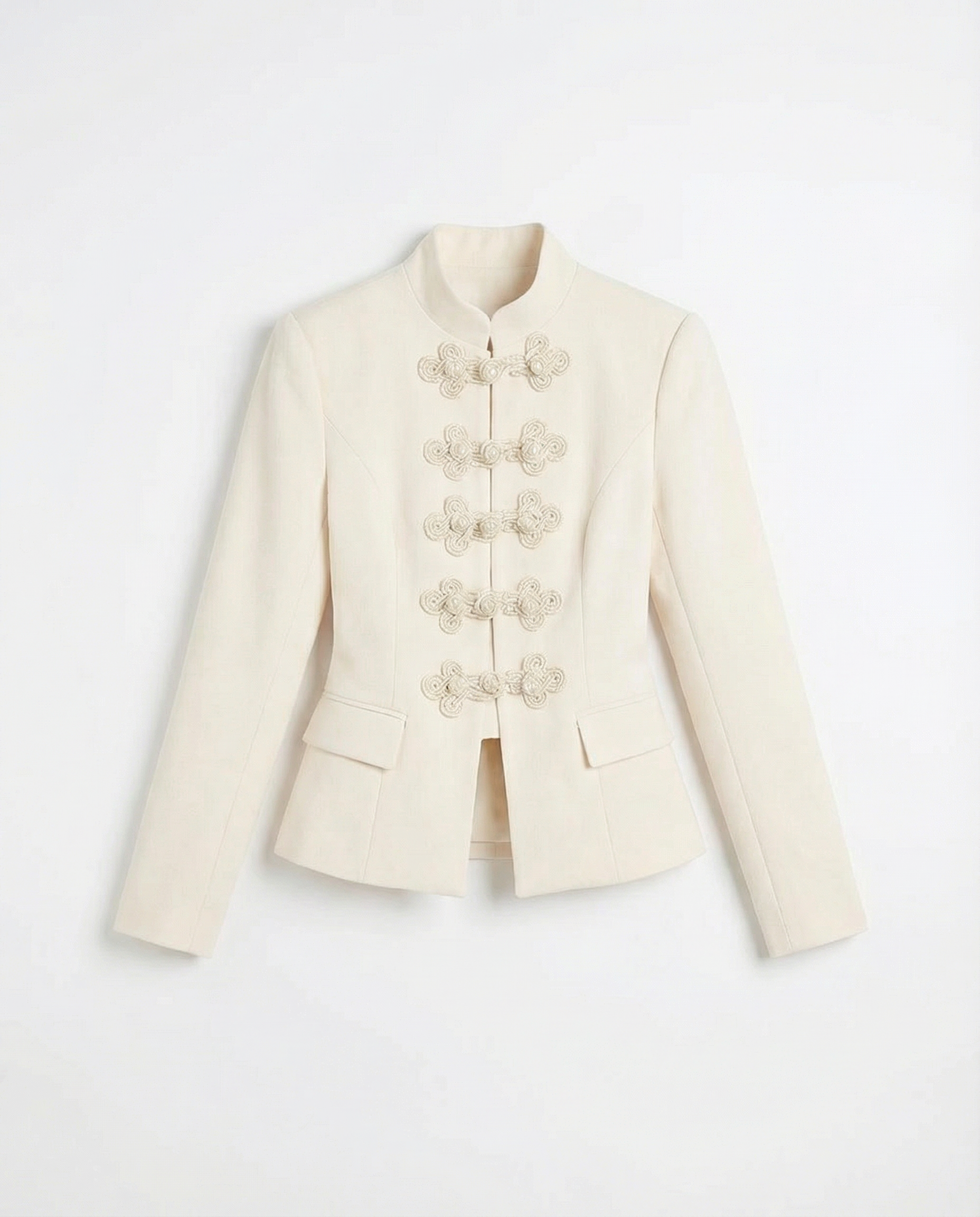 Knot Closure Mandarin Collar Military Blazer - nightcity clothing