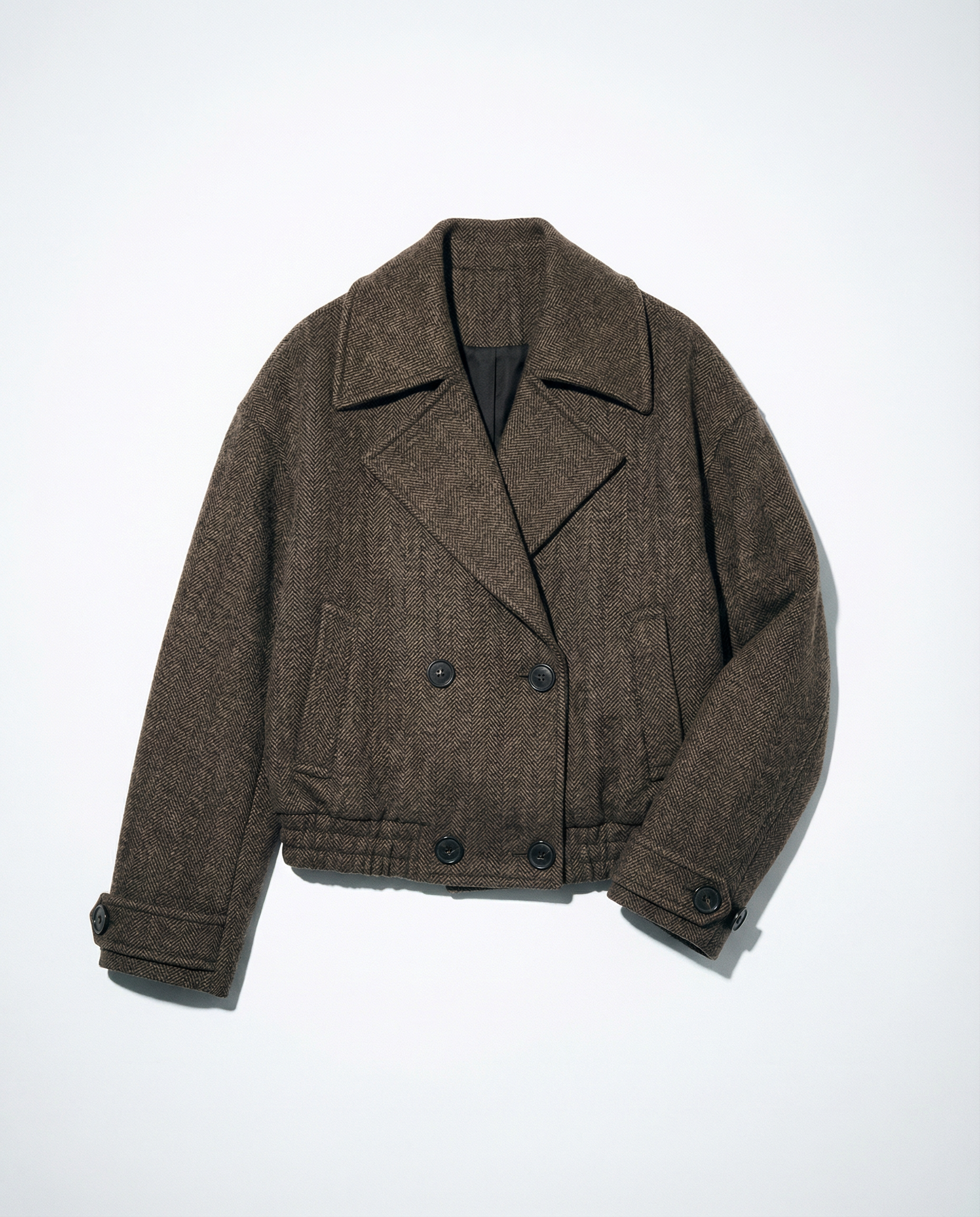 Herringbone Wide Lapel Double Breasted Jacket - nightcity clothing