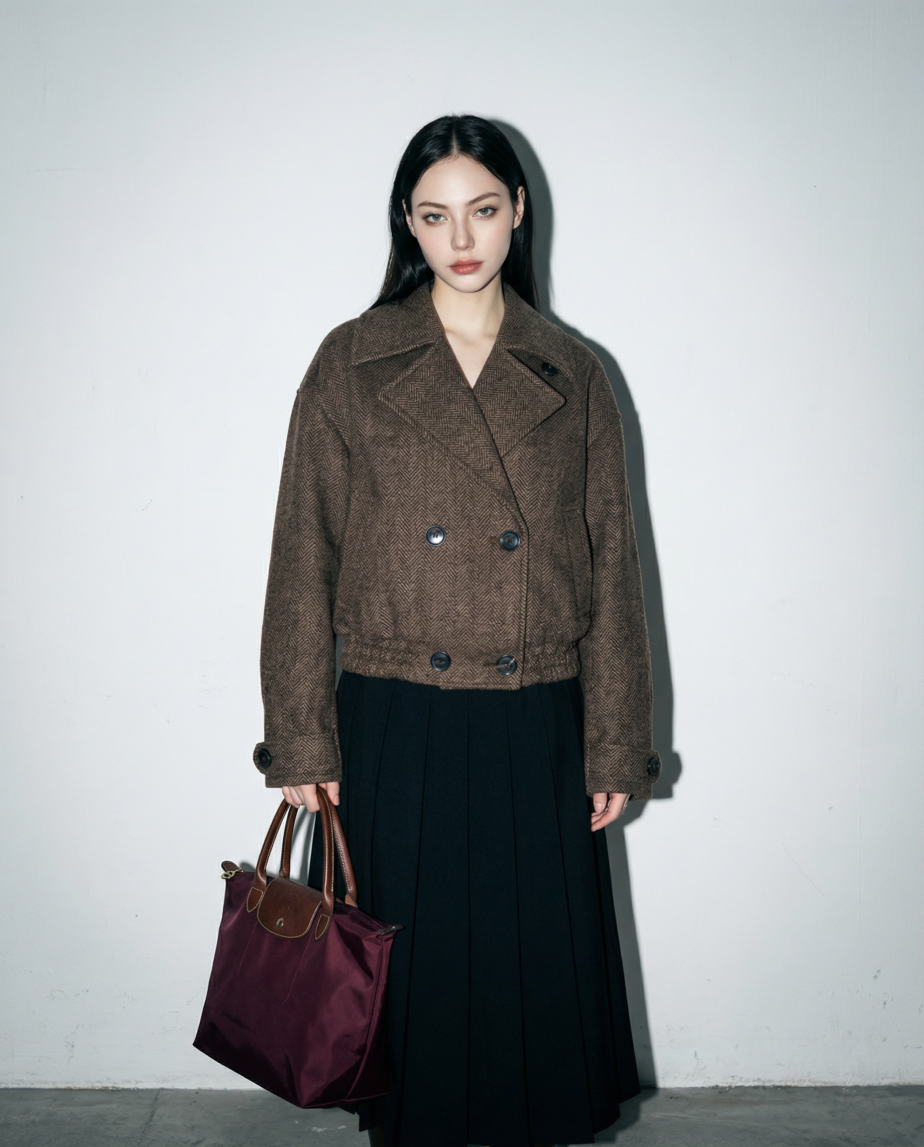 Herringbone Wide Lapel Double Breasted Jacket - nightcity clothing