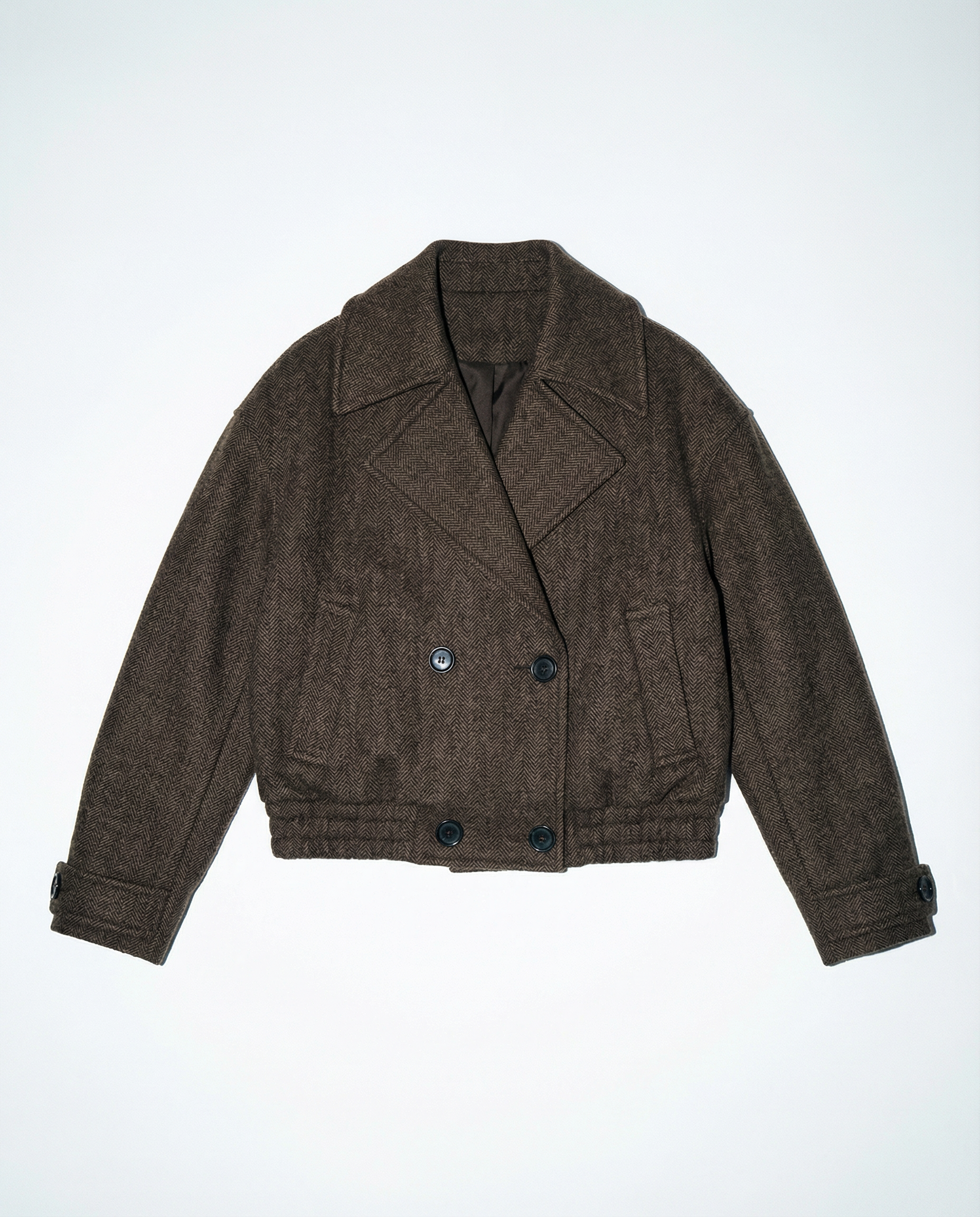 Herringbone Wide Lapel Double Breasted Jacket - nightcity clothing