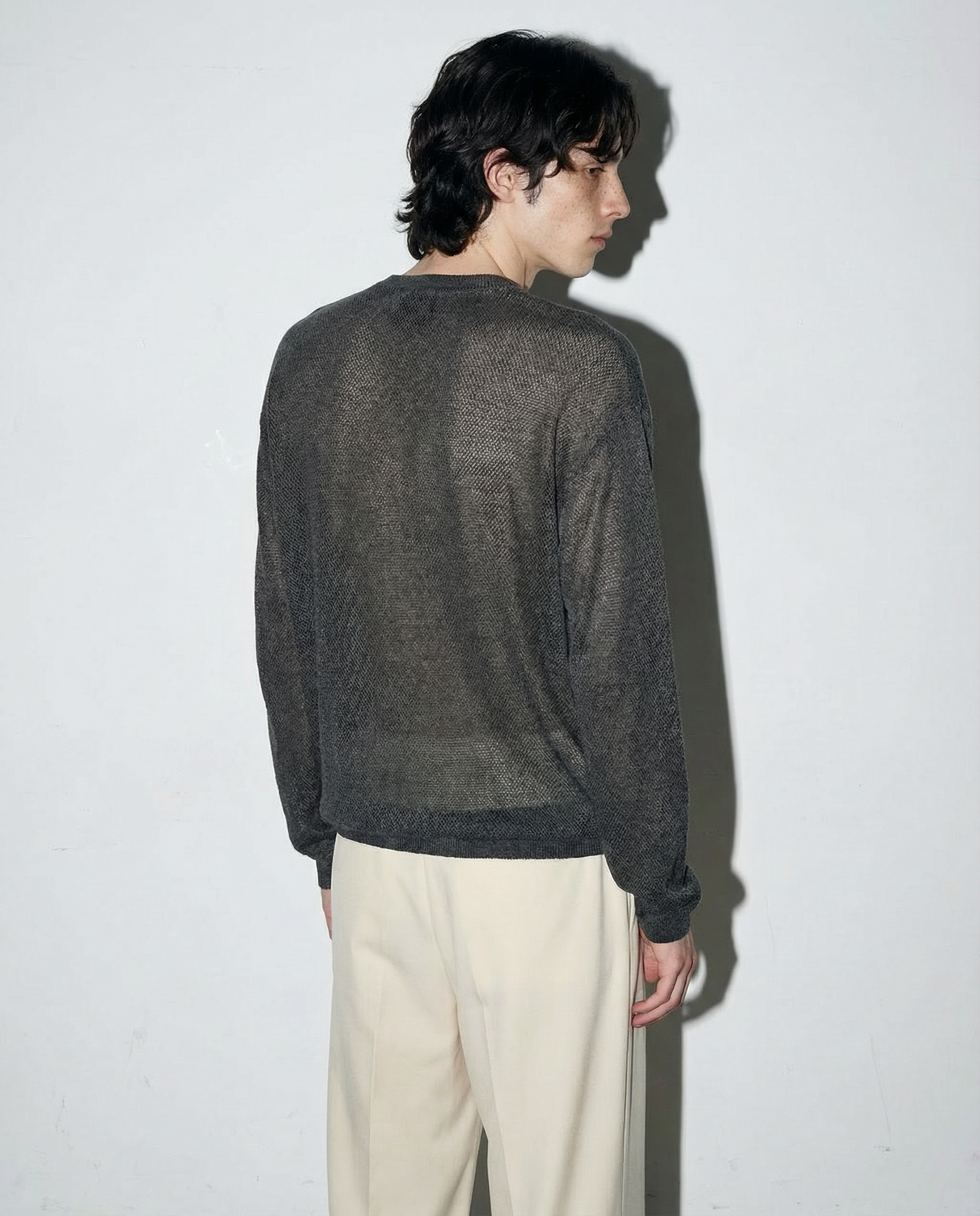 Mesh Knit Lightweight Henley Long Sleeve Shirt - nightcity clothing