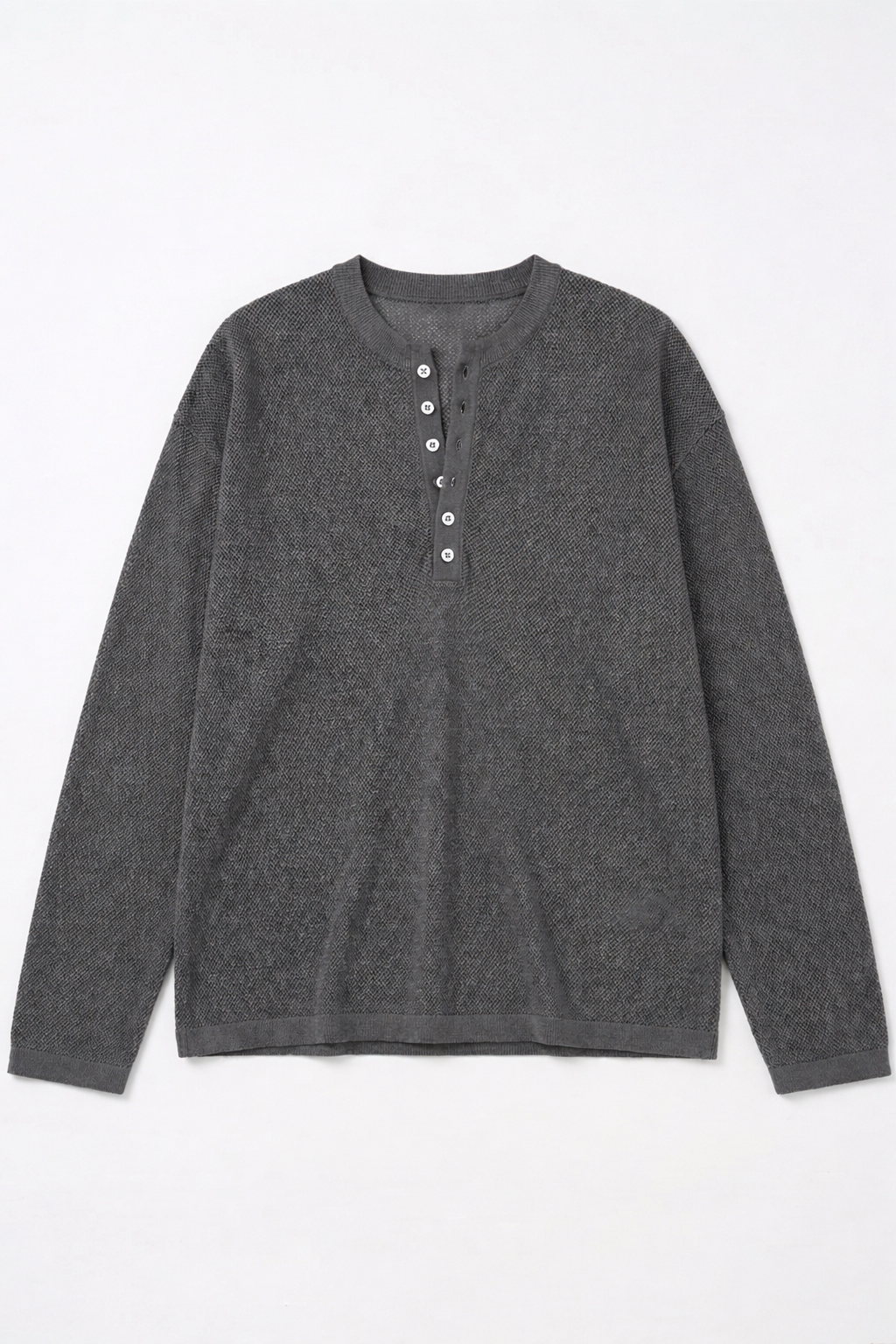 Mesh Knit Lightweight Henley Long Sleeve Shirt - nightcity clothing