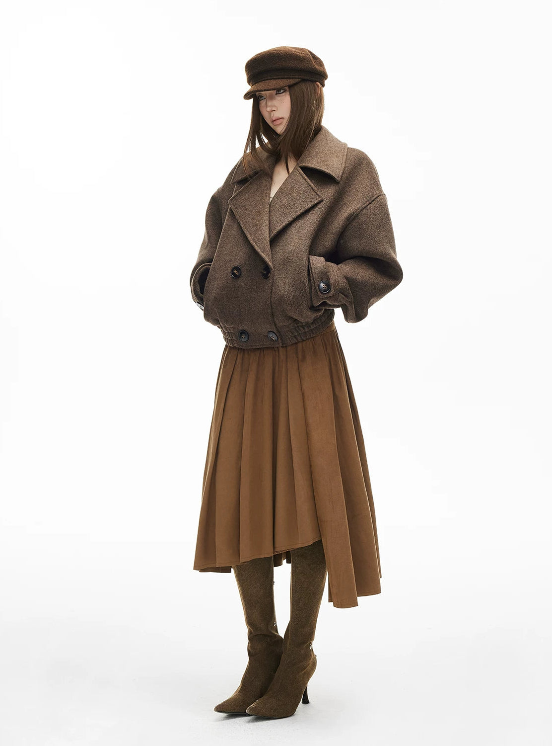 Herringbone Wide Lapel Double Breasted Jacket - nightcity clothing