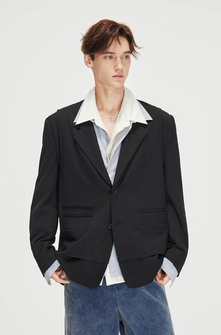Structured Panel-Detail Single Breasted Lapel Blazer