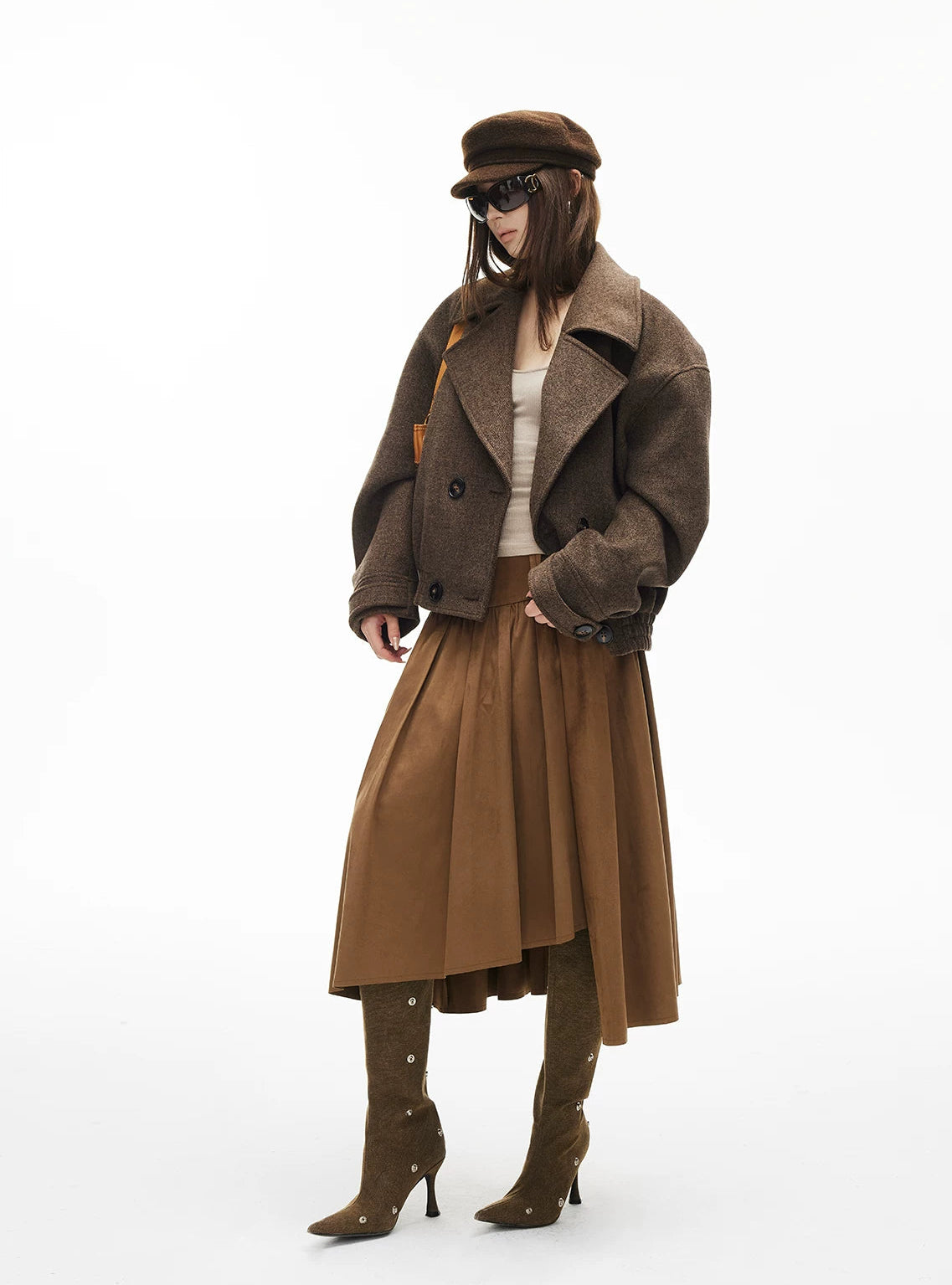 Herringbone Wide Lapel Double Breasted Jacket - nightcity clothing