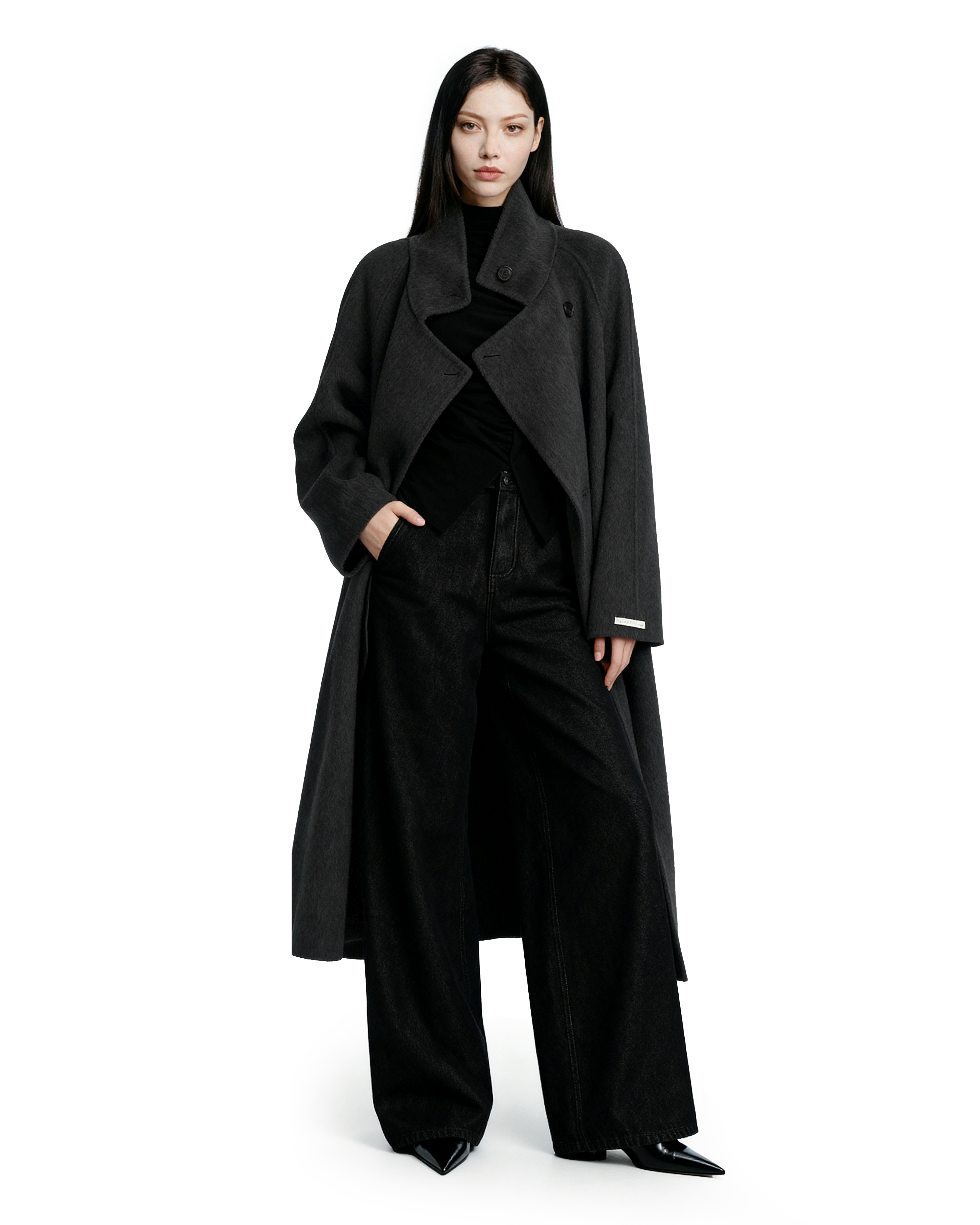 Asymmetric Button Belted Long Coat - nightcity clothing