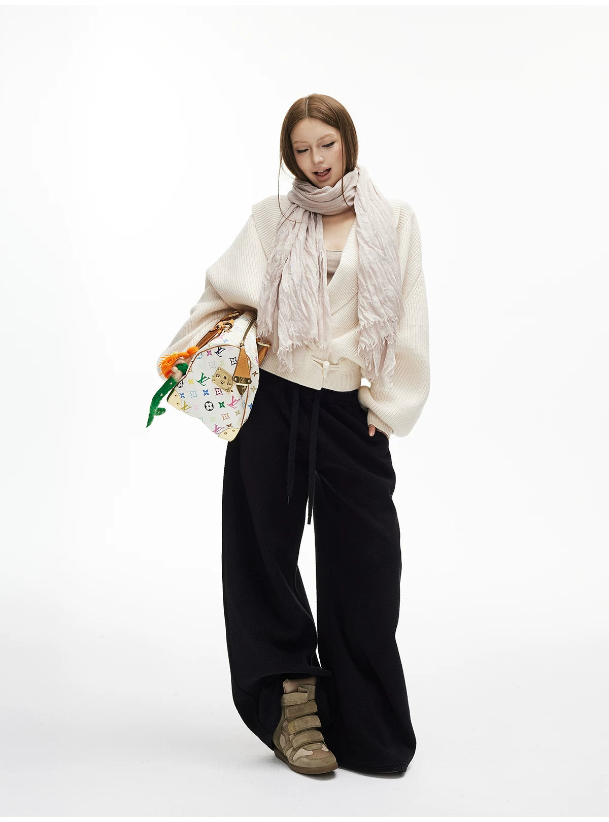 Deep V-Neck Ribbed Knit Wrap Pullover - nightcity clothing