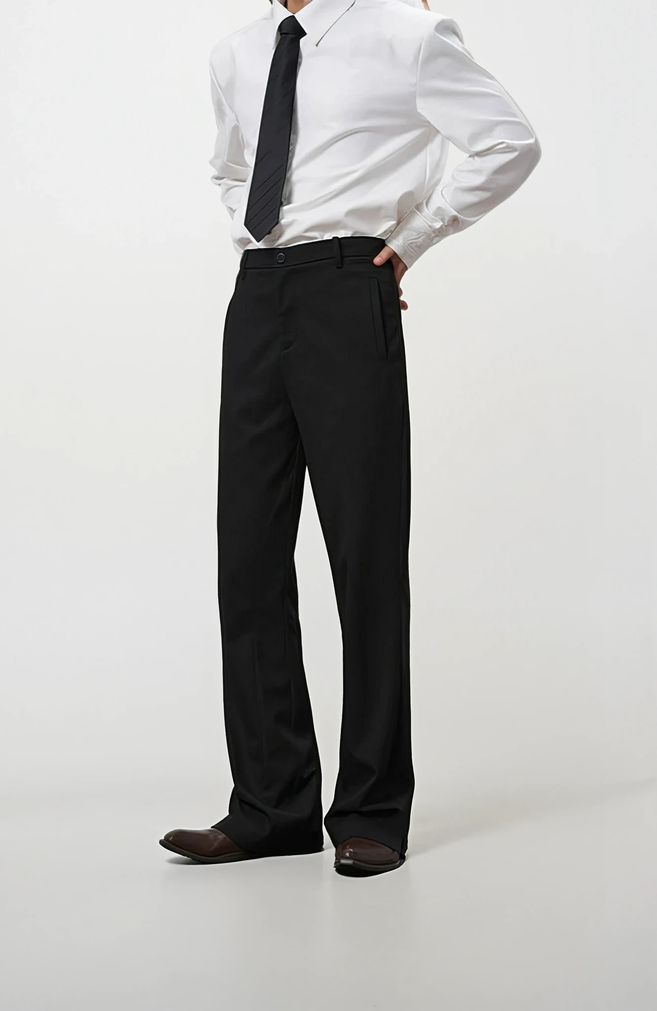Tailored Straight Leg Semi-Flare Suit Trousers