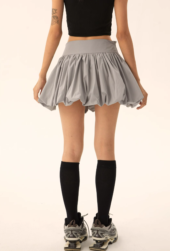 Bubble Mini Skirt with Wide Waistband