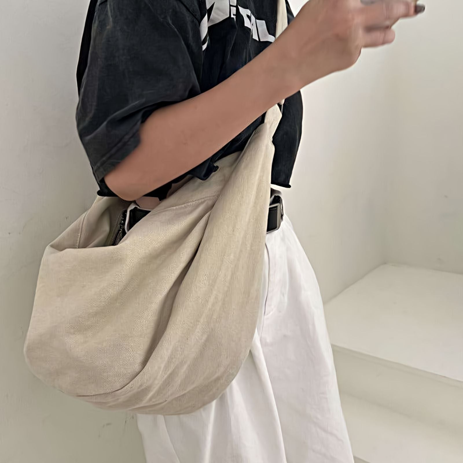 Canvas Crossbody Bag with Adjustable Shoulder Strap