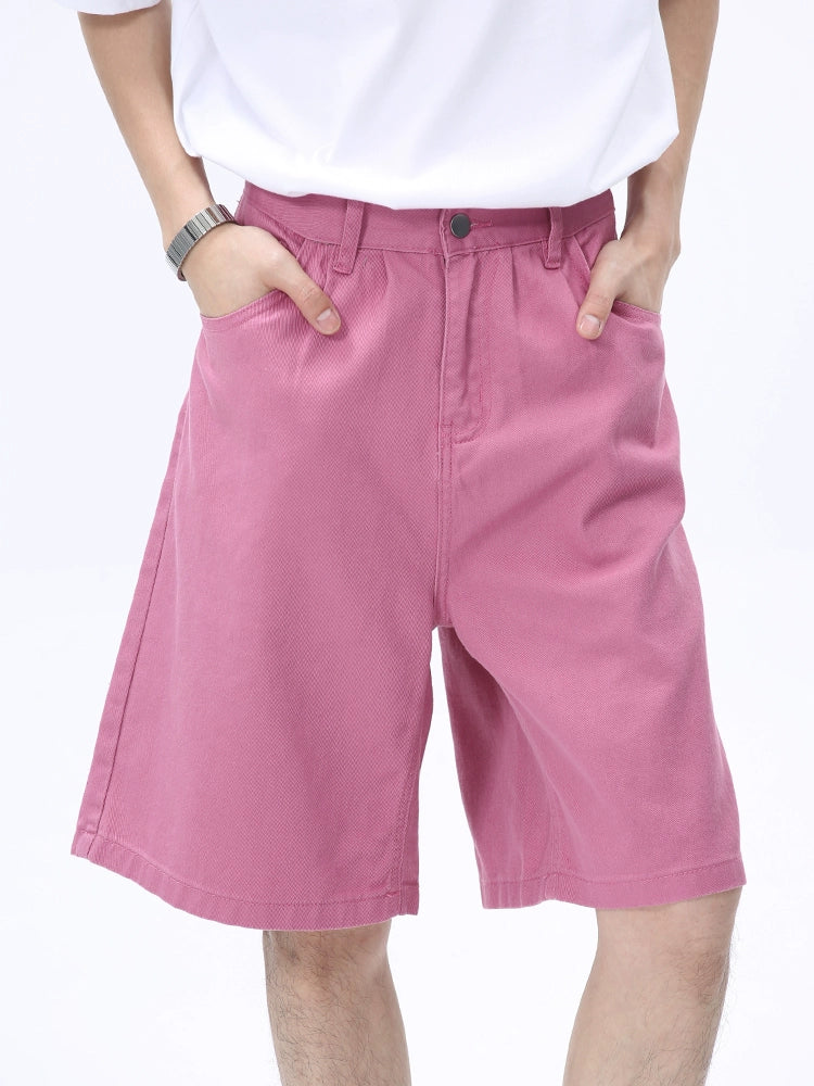 Tailored Waist Button-Up Bermuda Denim Shorts