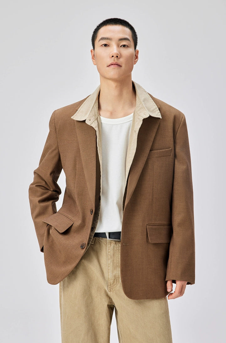 Single Breasted Blazer with Side Button Detail and Notch Lapel