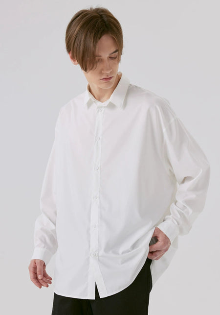 Oversized Drop Shoulder Long Sleeve Button-Up Shirt