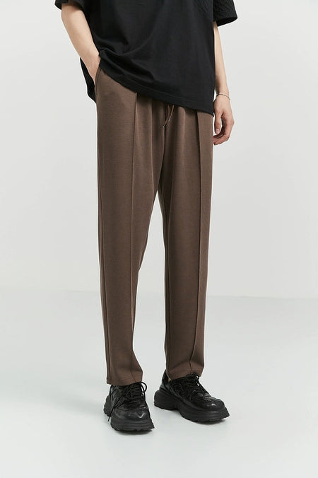 Slim Pleated Tapered Trousers with Pockets