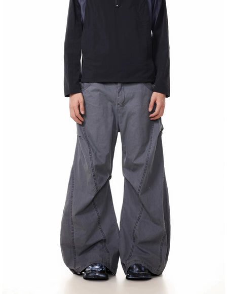 Low-Rise Cargo Barrel-Balloon Denim Jeans