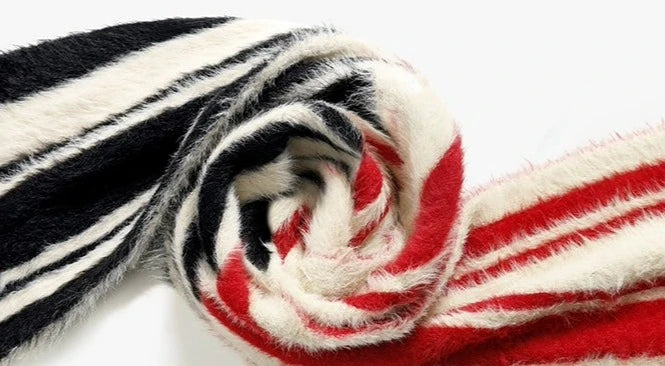 Zebra Stripe Plush Hooded Scarf