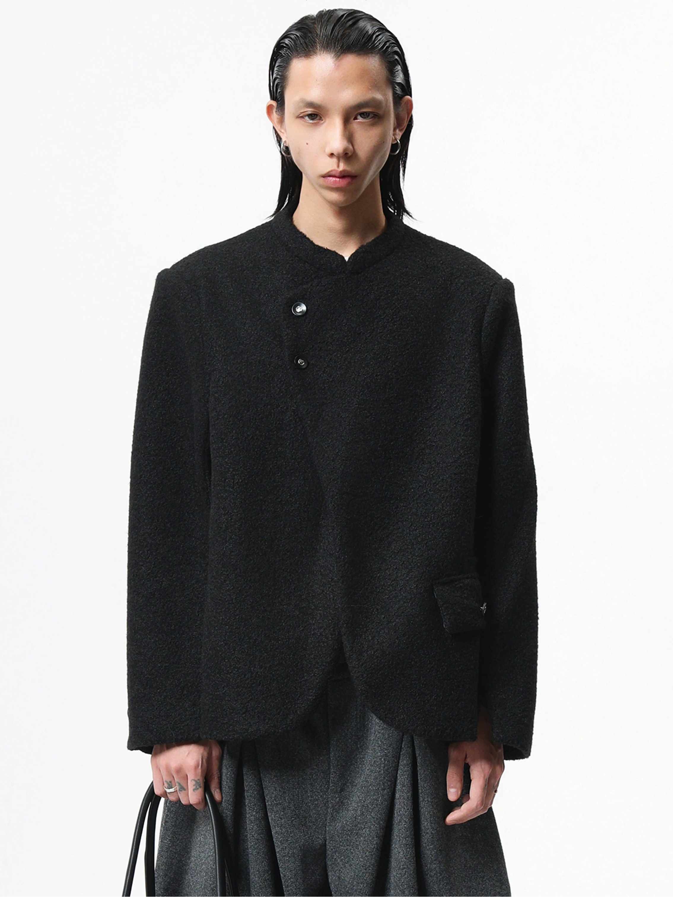 Boxy Asymmetric Wool-Blend Bouclé Jacket-5