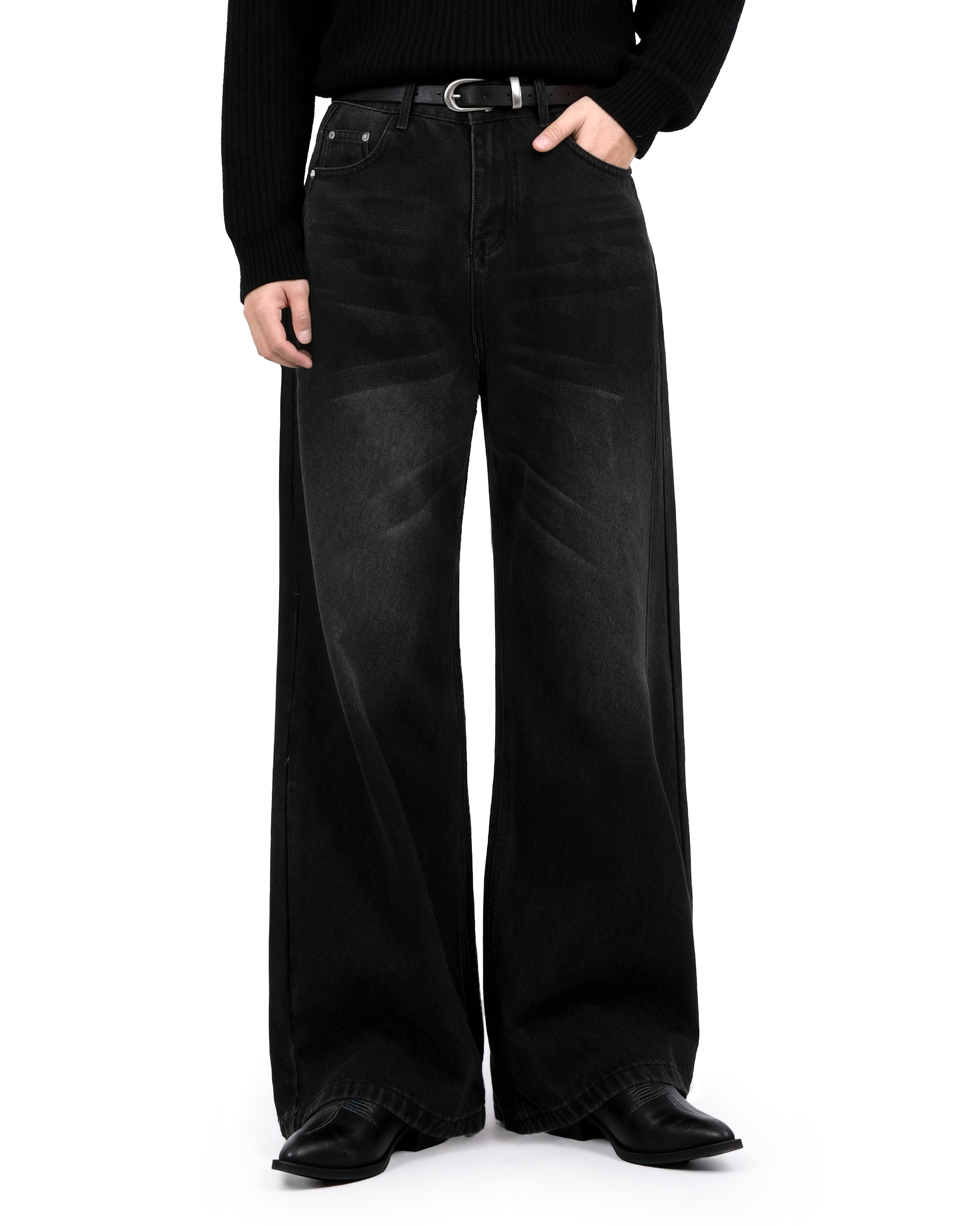 Vintage Washed Wide Leg Denim Pants