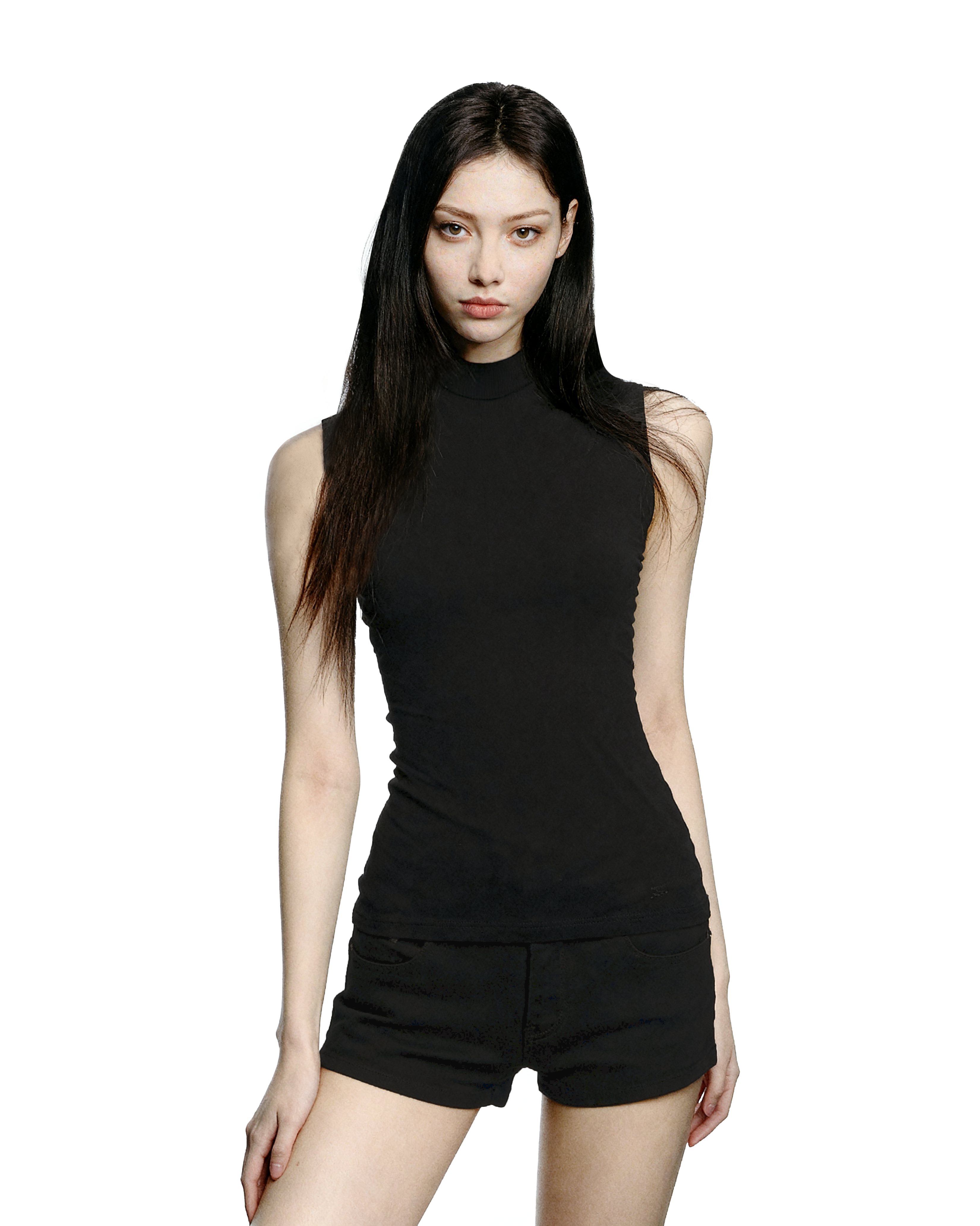 Sheer Back Sleeveless Mesh Top with Tie Neck Detail-6