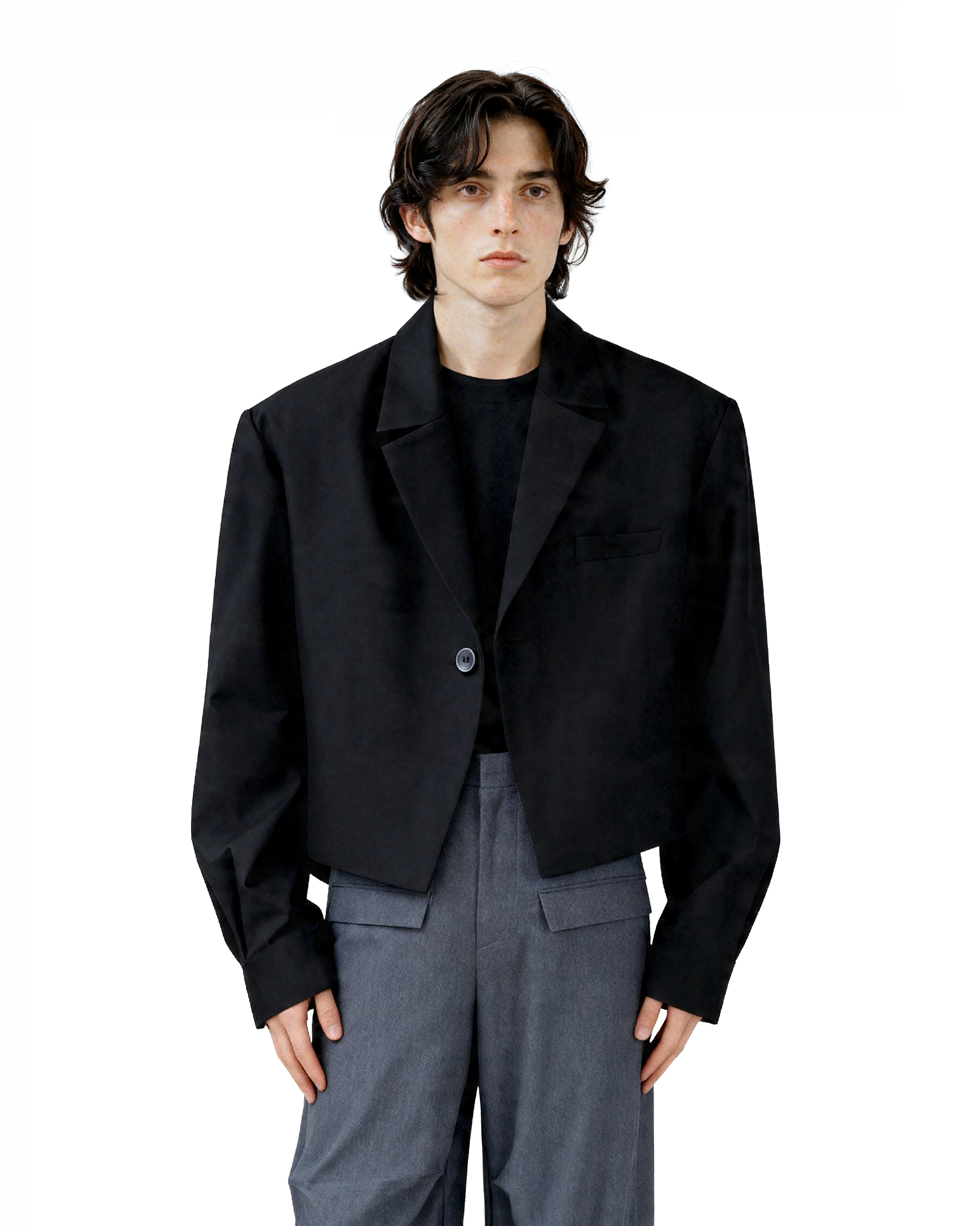 Classic Notched Collar Cropped Blazer