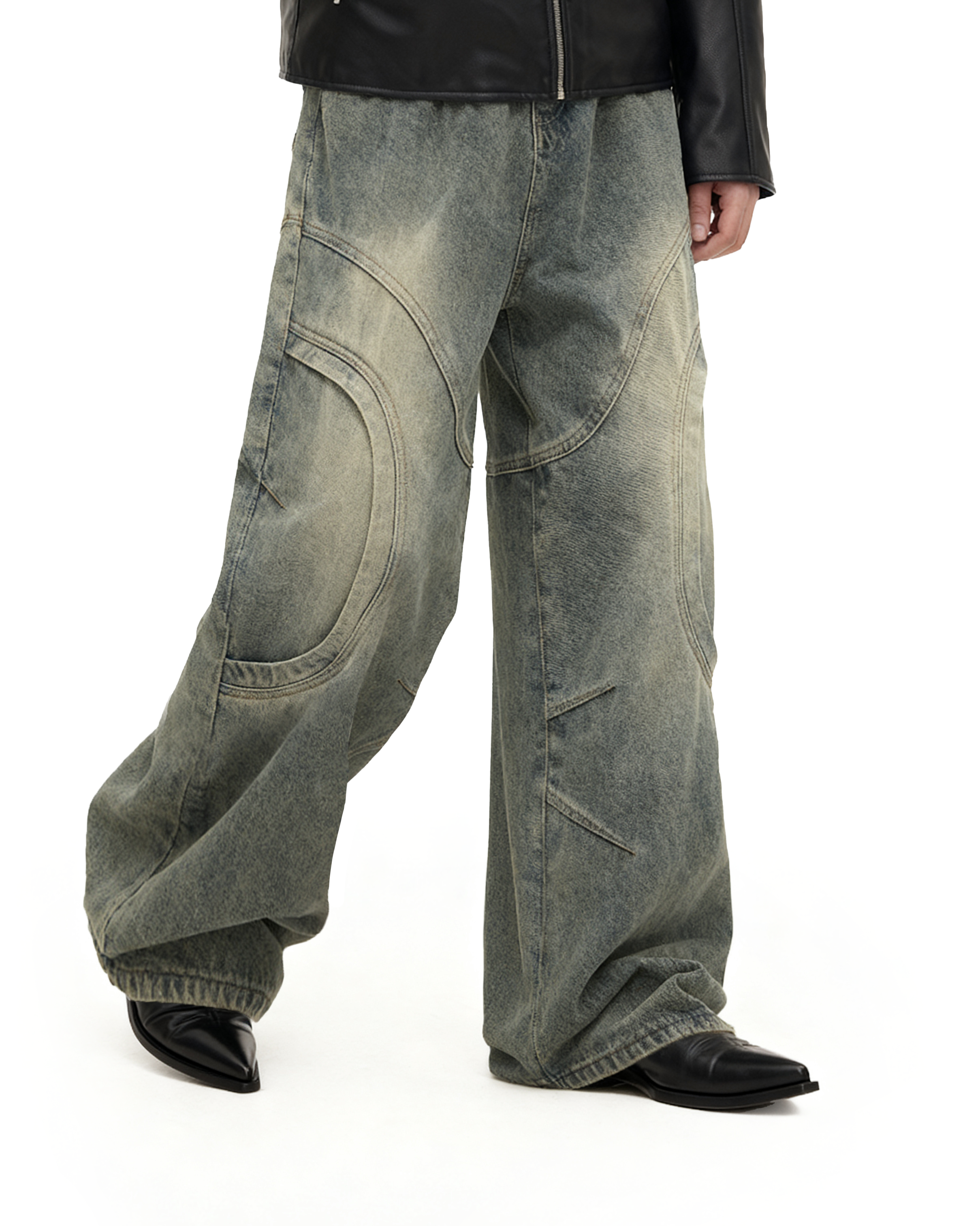 Vintage Sand Wash Wide-Leg Jeans with Stitch Detail – nightcity