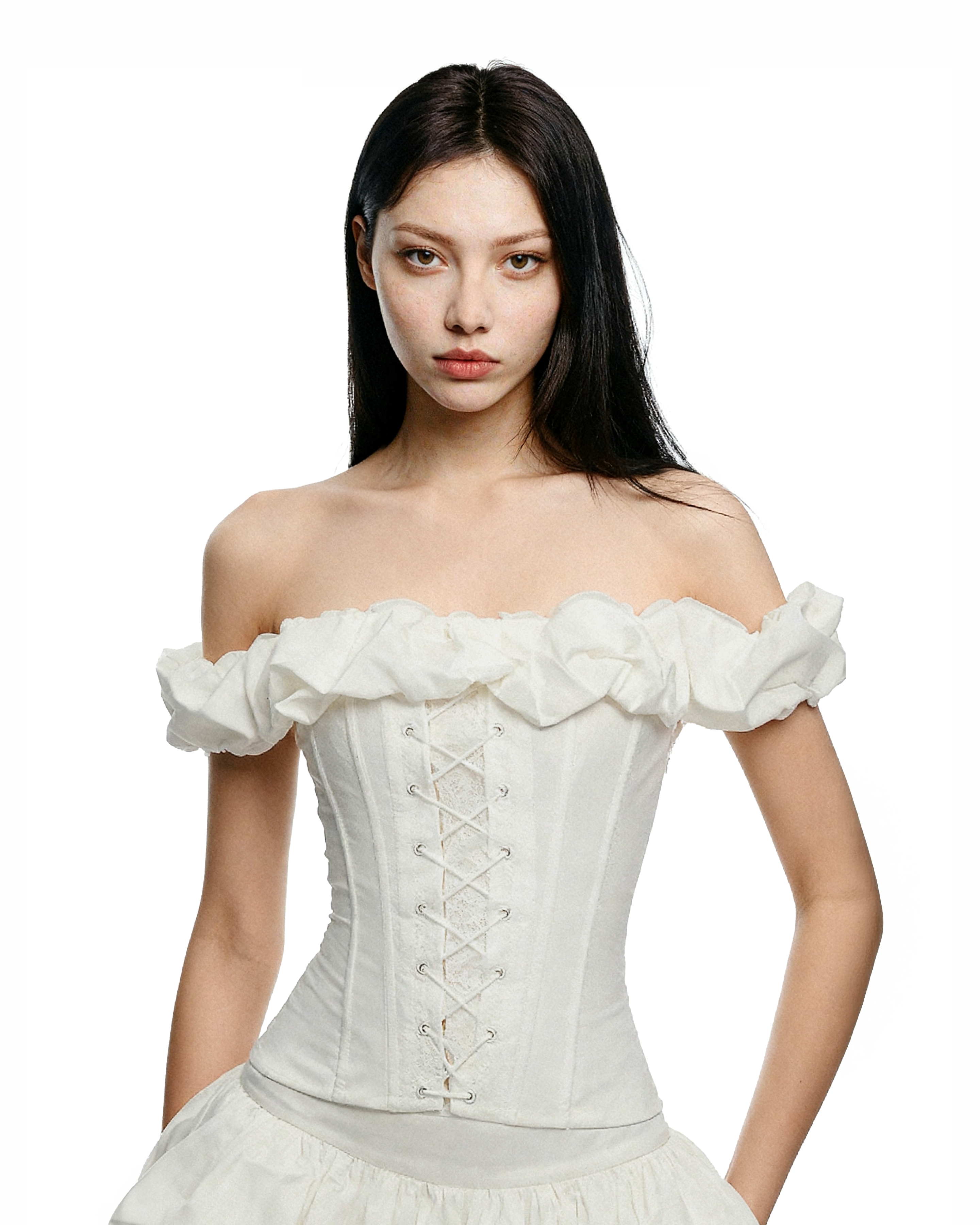 Ruffle Off Shoulder Corset Top and Micro Mini Skirt Two-Piece Set-5