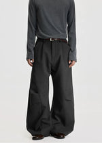 Pleated Wide Leg Panel Construction Pants