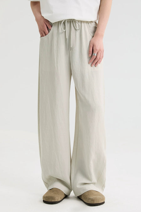 Elastic Waist Straight Fit Pants with Pockets